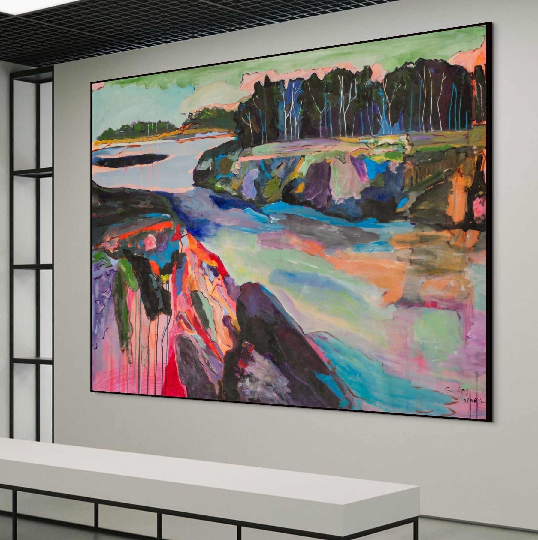 Rebellion Large Modern canvas wall art shown in a styled room by Summer Jiang (view 5)