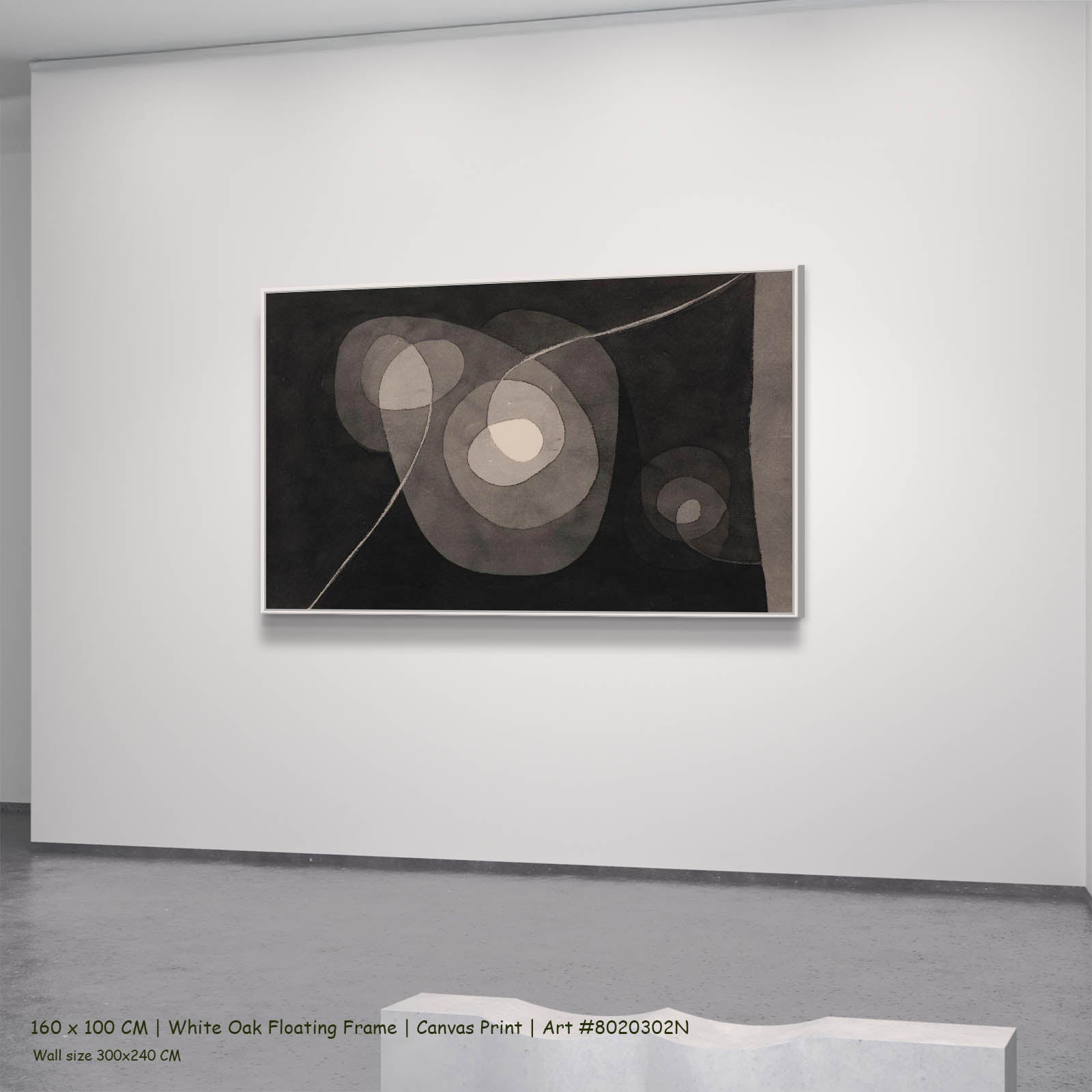 Spiral Screw Flowers II Botanical canvas wall art in a white oak floating frame, 160 × 100 cm
