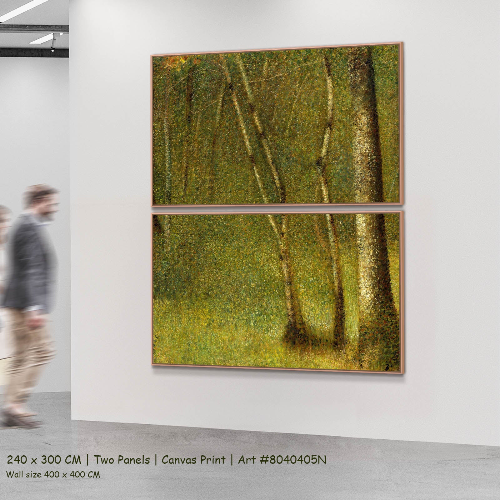 The Forest at Pontaubert Landscape two-panel canvas wall art set, 240 × 300 cm