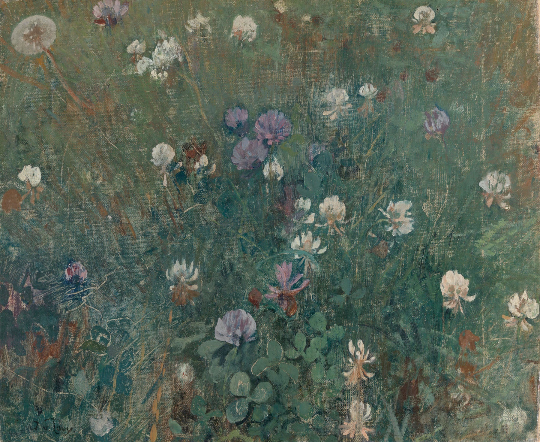 Blooming Clover — Large Floral Meadow canvas wall art by Jac van Looij
