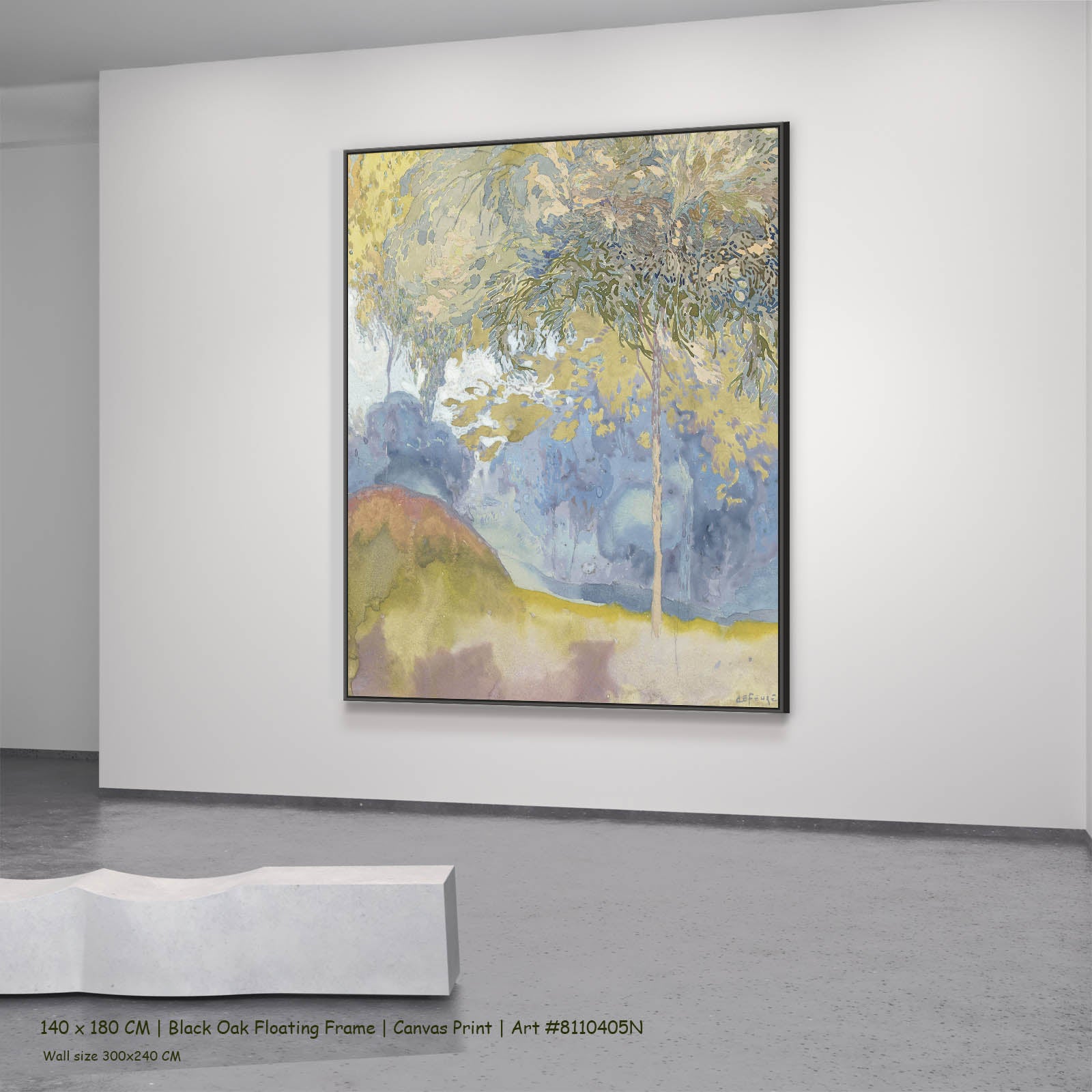 Wooded Landscape Landscape canvas wall art in a black oak floating frame, 140 × 180 cm