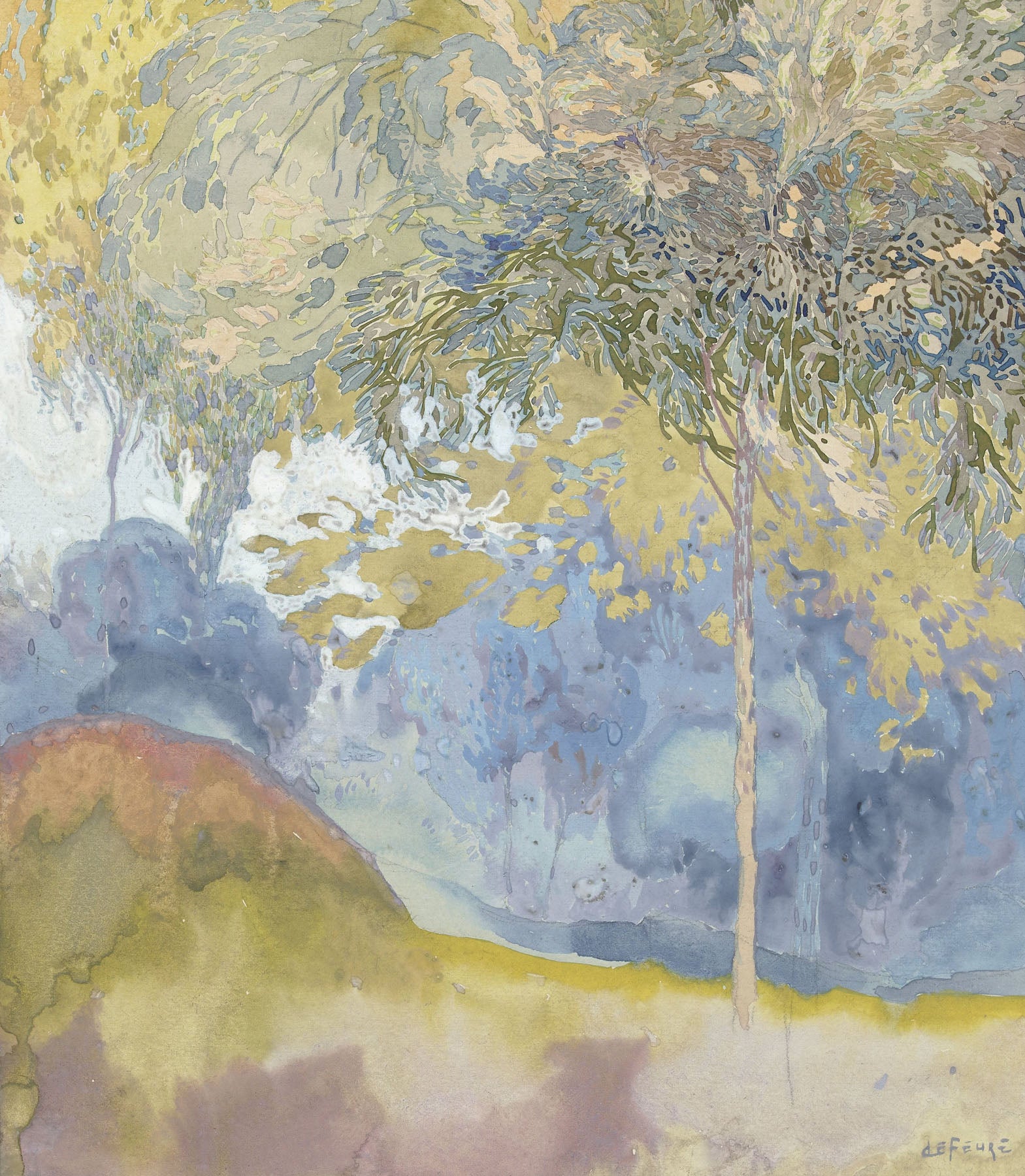 Wooded Landscape — Tall Forest Landscape canvas wall art by Georges de Feure