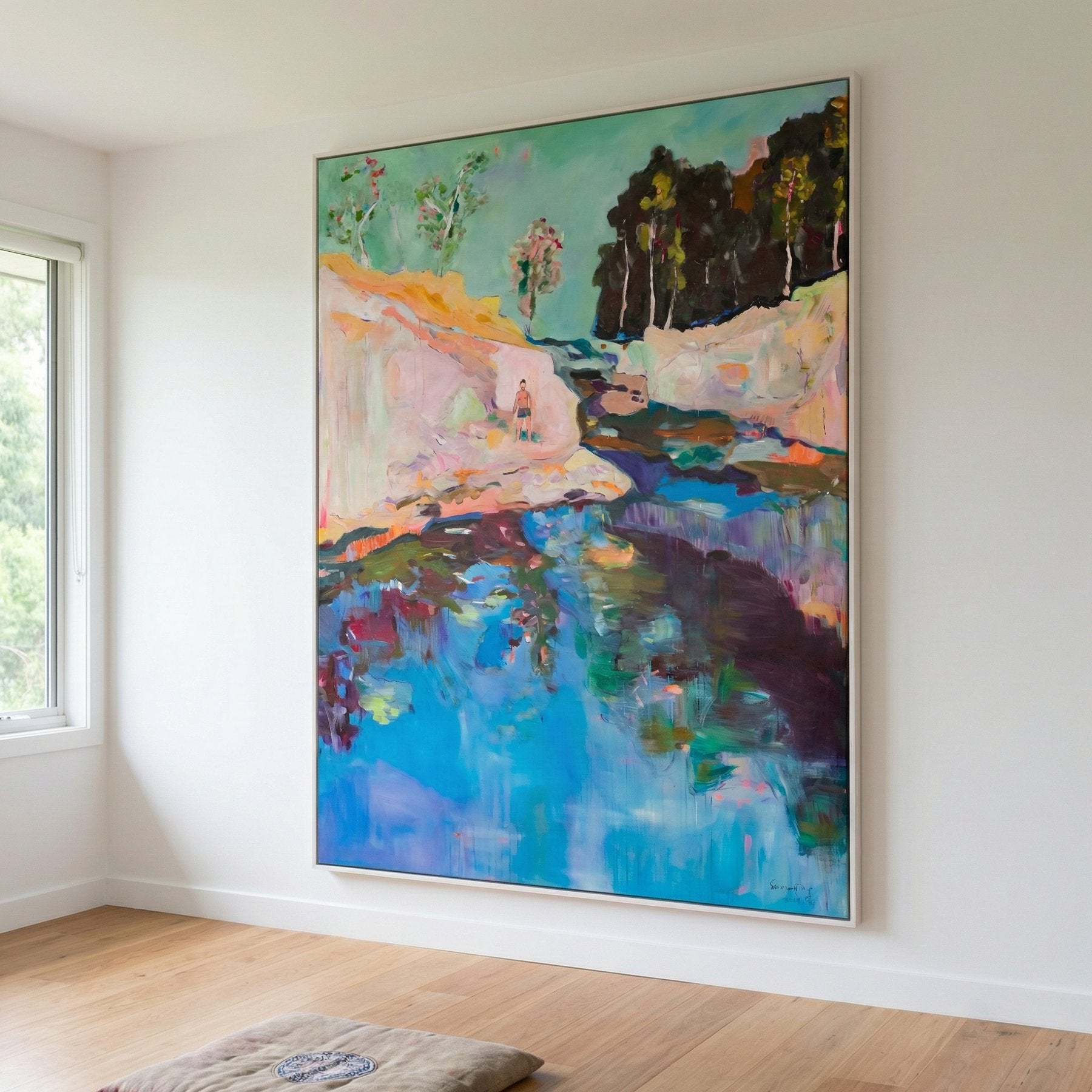Find a Way Abstract canvas wall art framed and hung on a wall, 120 × 160 cm, by Summer Jiang