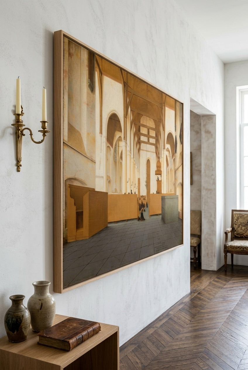 Pieter Jansz Saenredam by Pieter Jansz Saenredam — large orange and white canvas art displayed on a wall