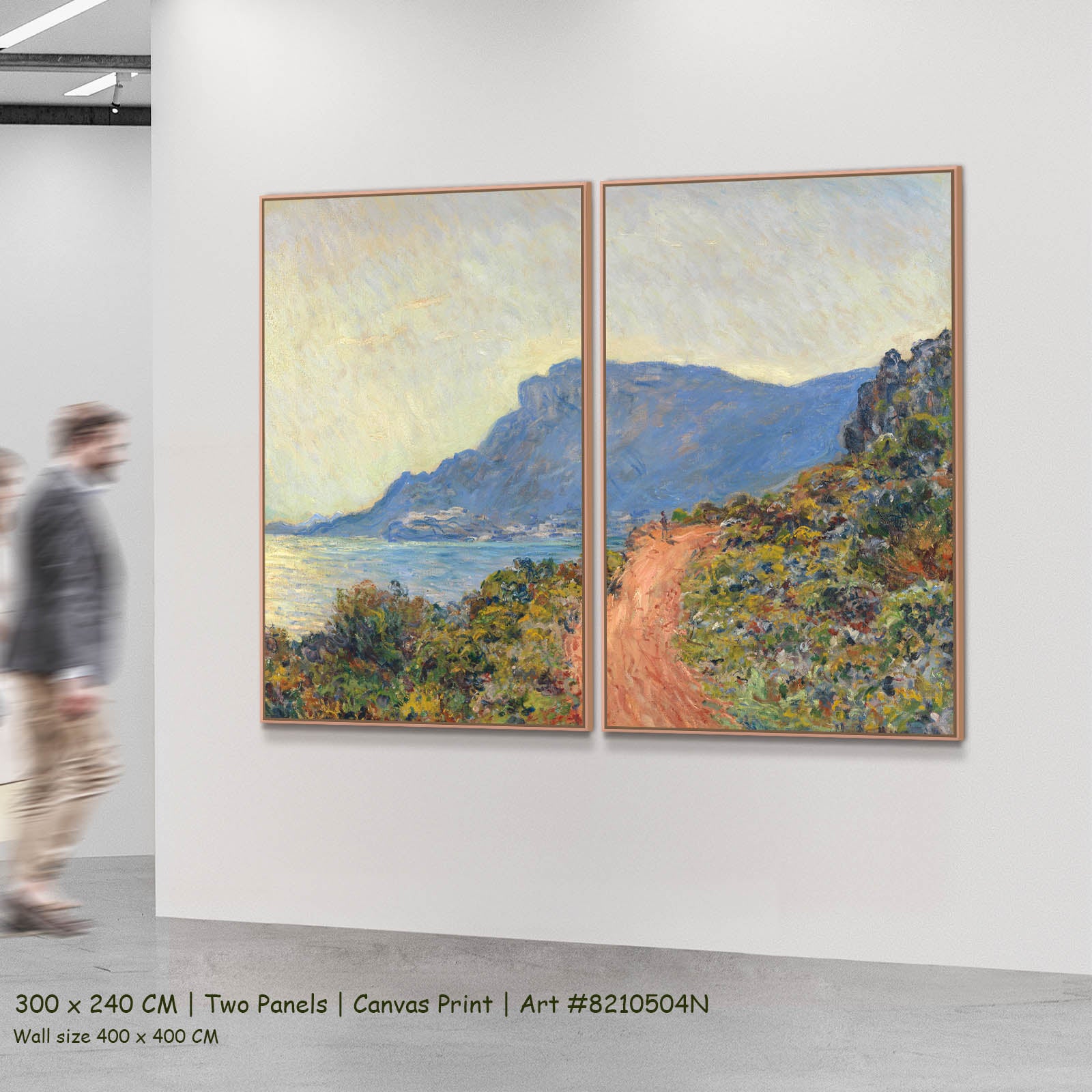 La Corniche near Monaco Coastal two-panel canvas wall art set, 300 × 240 cm