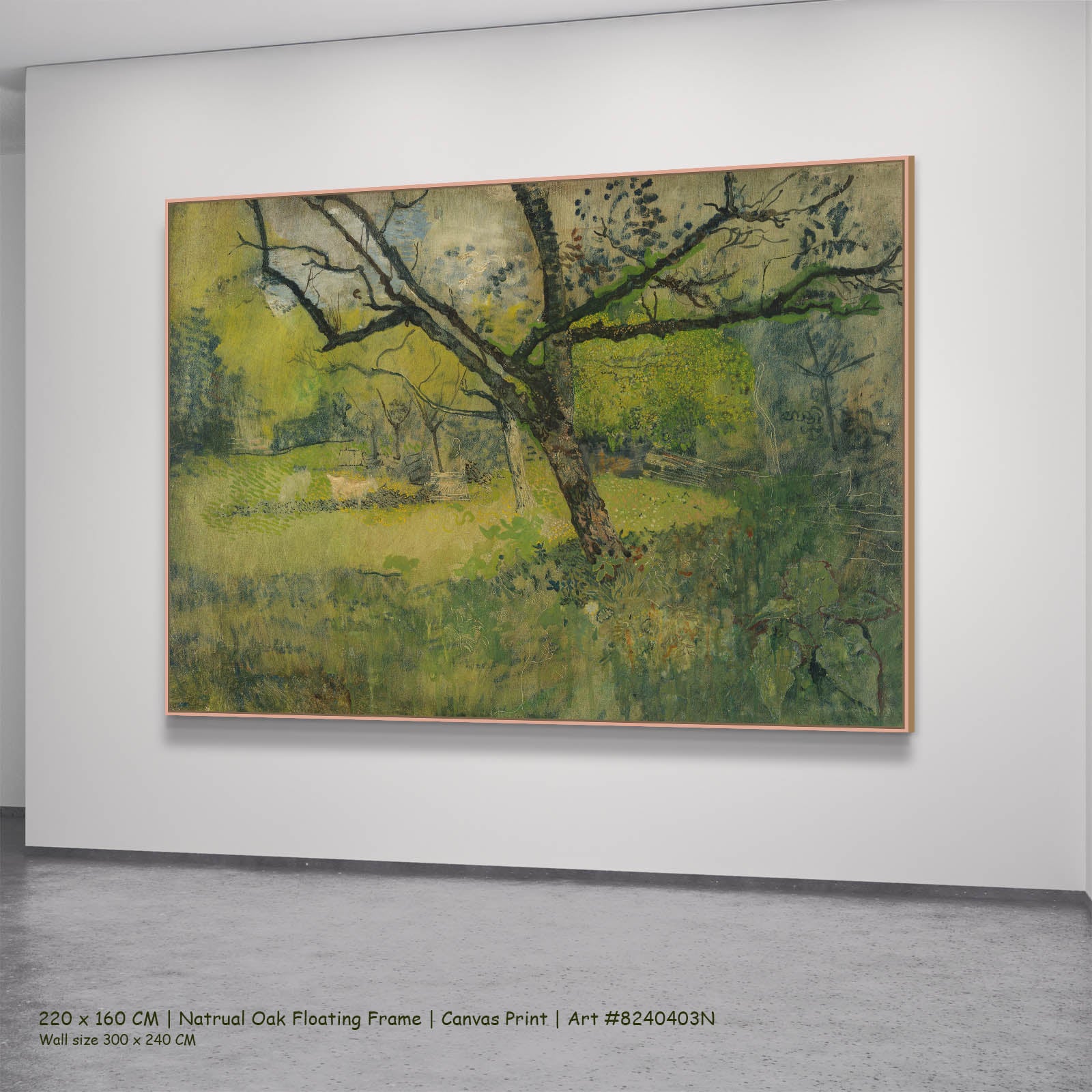 Orchard at Eemnes Landscape canvas wall art in a natural oak floating frame, 220 × 160 cm