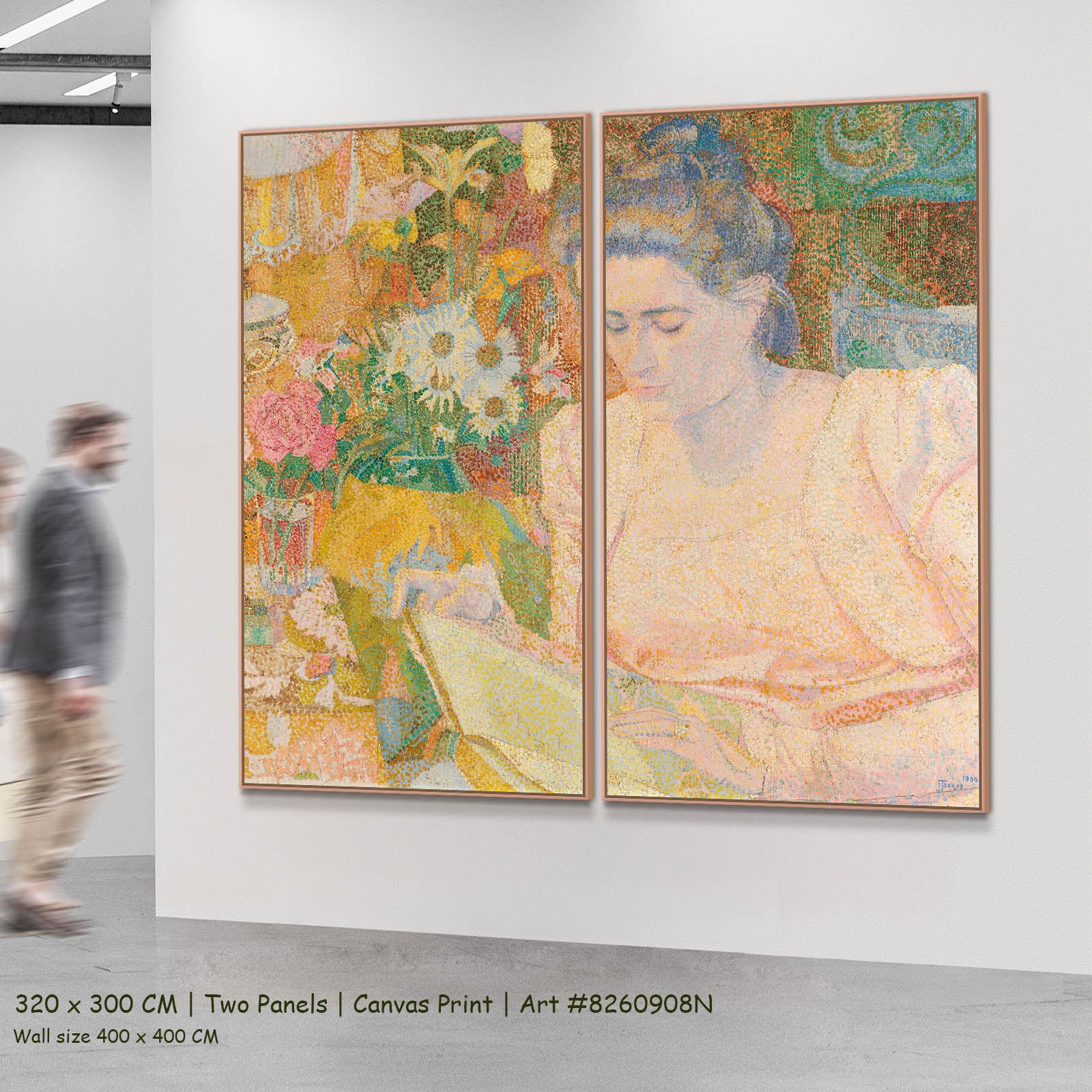 Portrait of Marie Jeanette de Lange Portrait two-panel canvas wall art set, 320 × 300 cm