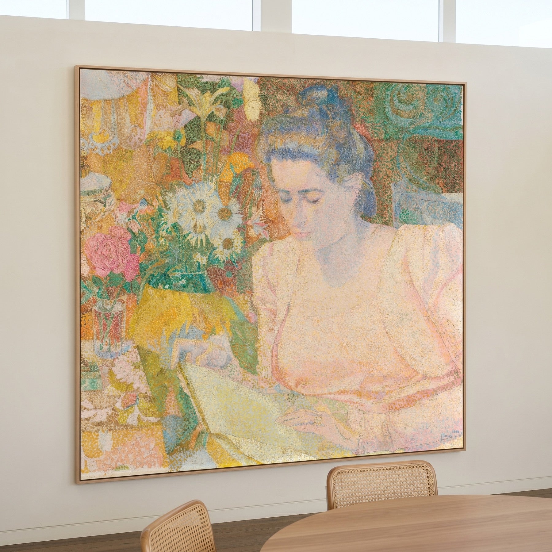 Portrait of Marie Jeanette de Lange Symbolist Portrait canvas wall art framed and hung on a wall by Jan Toorop