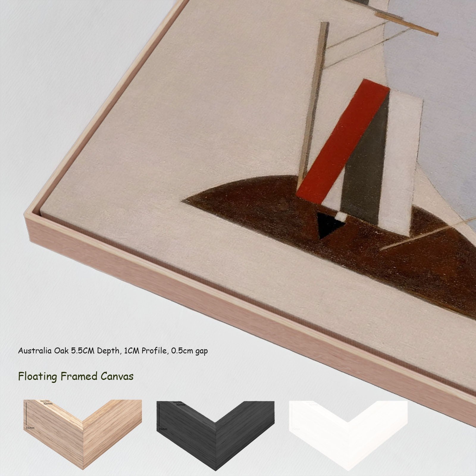 Proun 3A canvas wall art with floating frame options