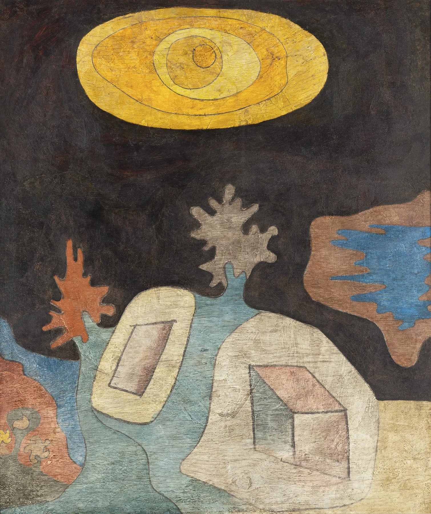 Untitled (Sun-Eye over Landscape) — Tall Abstract canvas wall art by Paul Klee