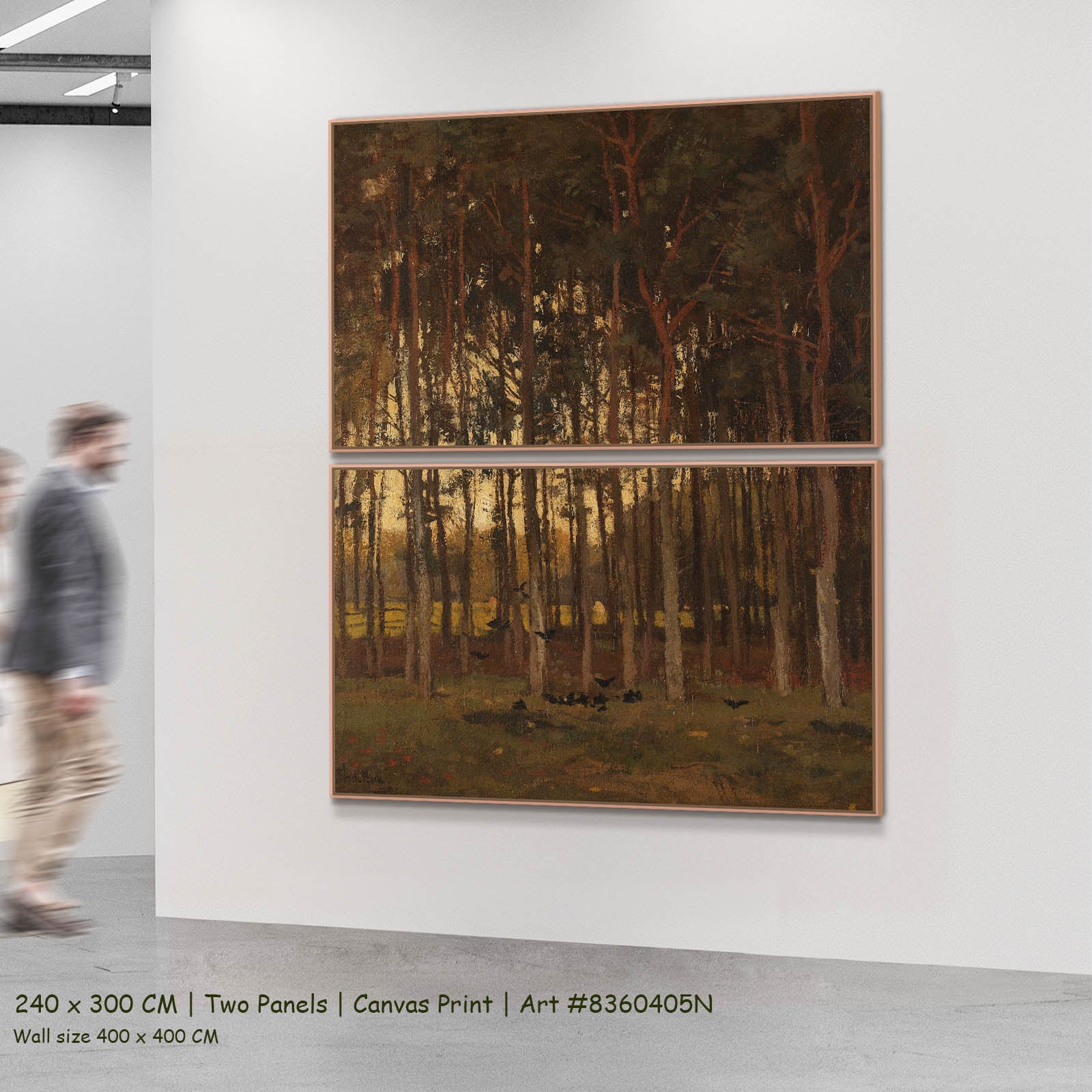 View in the Woods Landscape two-panel canvas wall art set, 240 × 300 cm