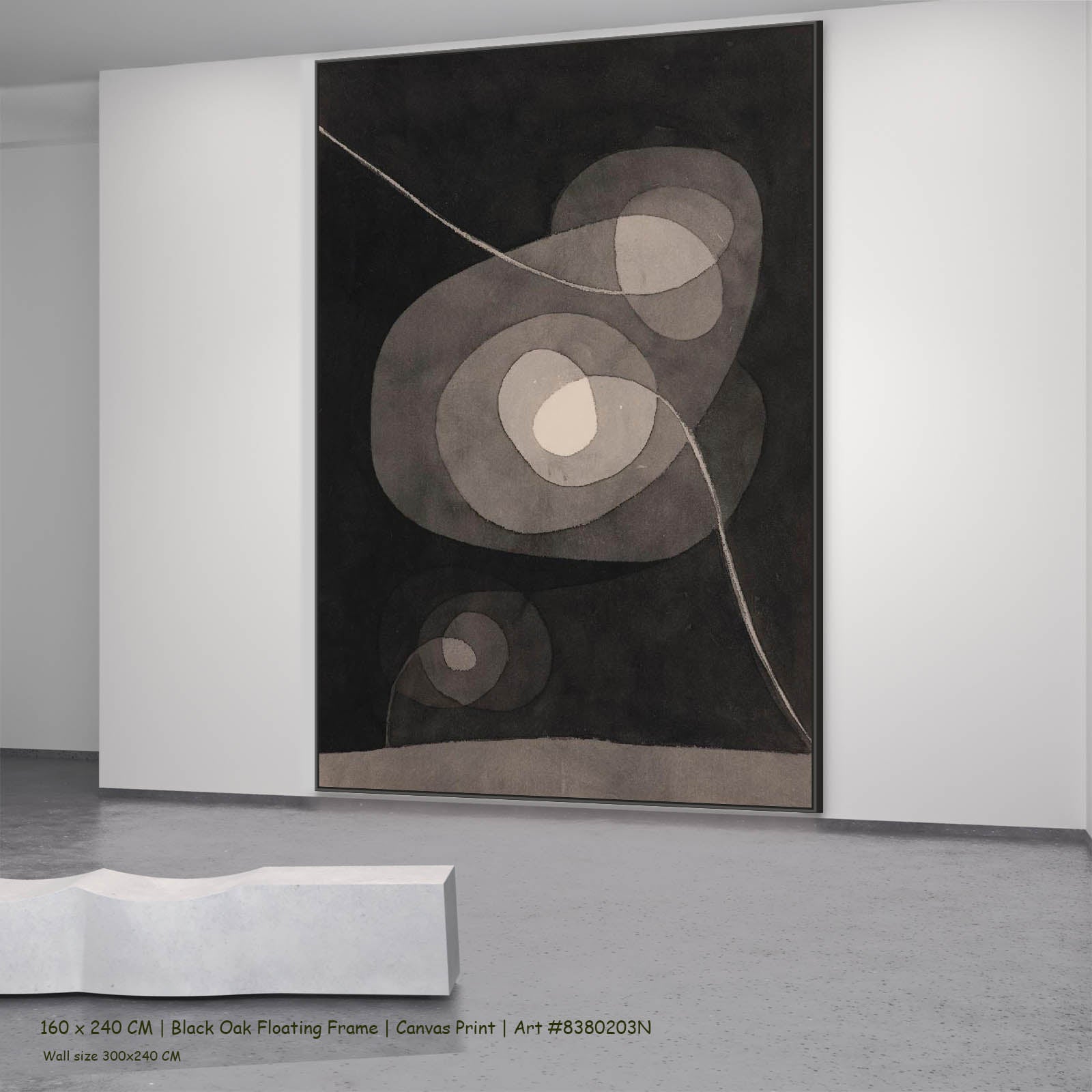 Spiral Screw Flowers II Abstract canvas wall art in a black oak floating frame, 160 × 240 cm