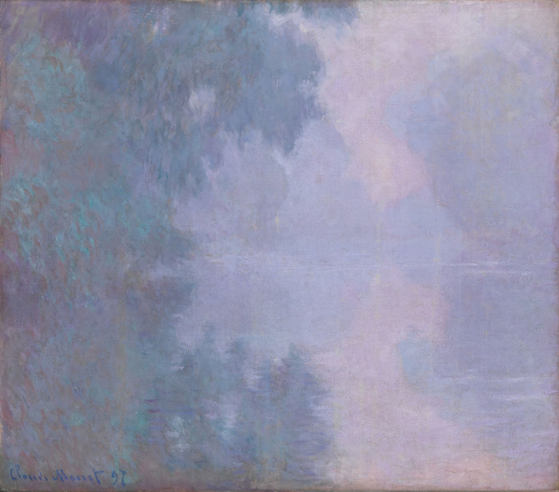 Morning on the Seine — Large Landscape canvas wall art by Claude Monet