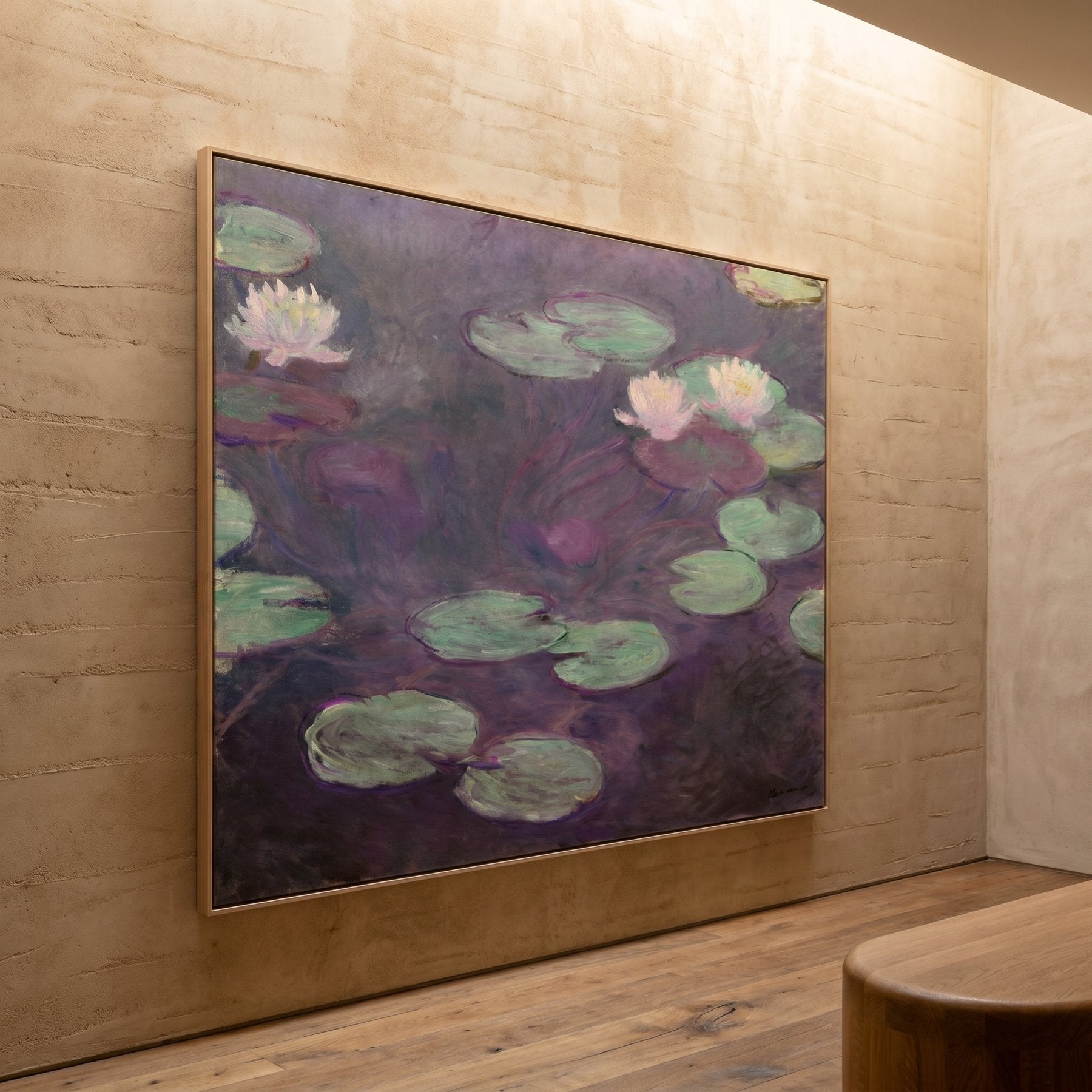 Water Lilies (Nymphéas) Oversized Floral canvas wall art framed and hung on a wall by Claude Monet (view 10)