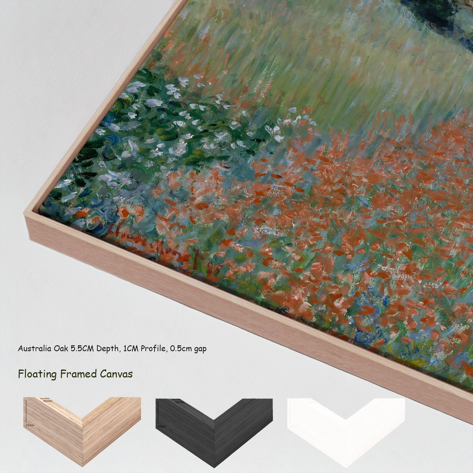 Poppy Field in a Hollow near Giverny canvas wall art with floating frame options