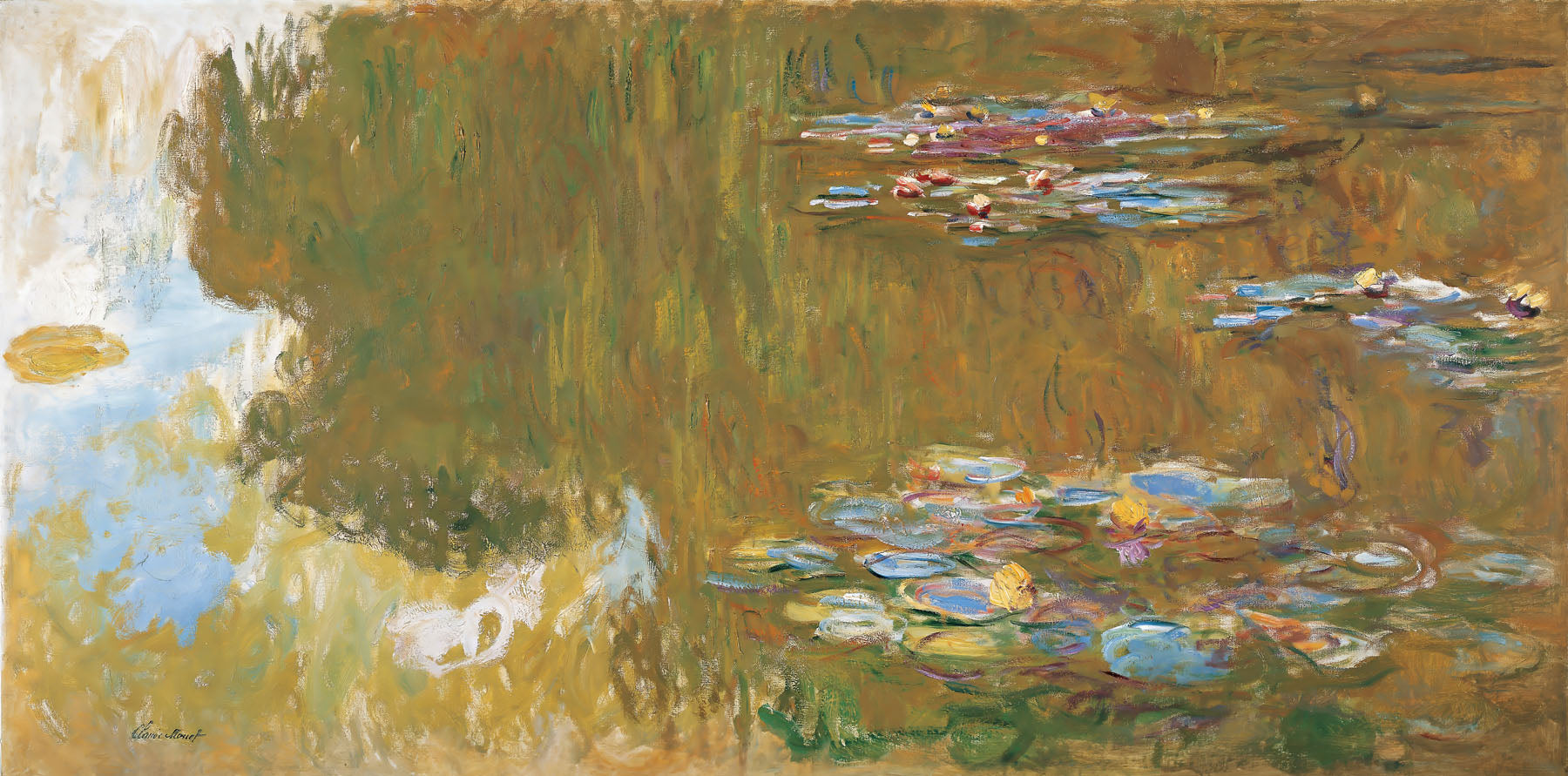 The Water Lily Pond — Large Landscape canvas wall art by Claude Monet