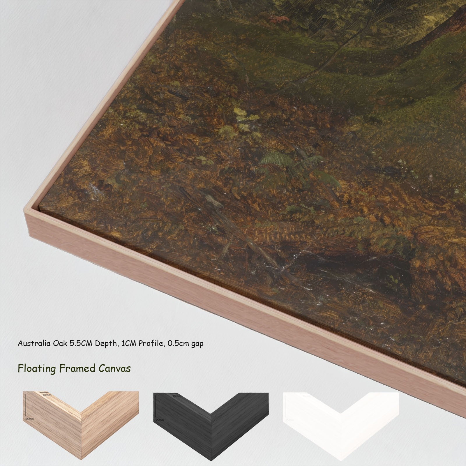 In the Woods, Maine canvas wall art with floating frame options
