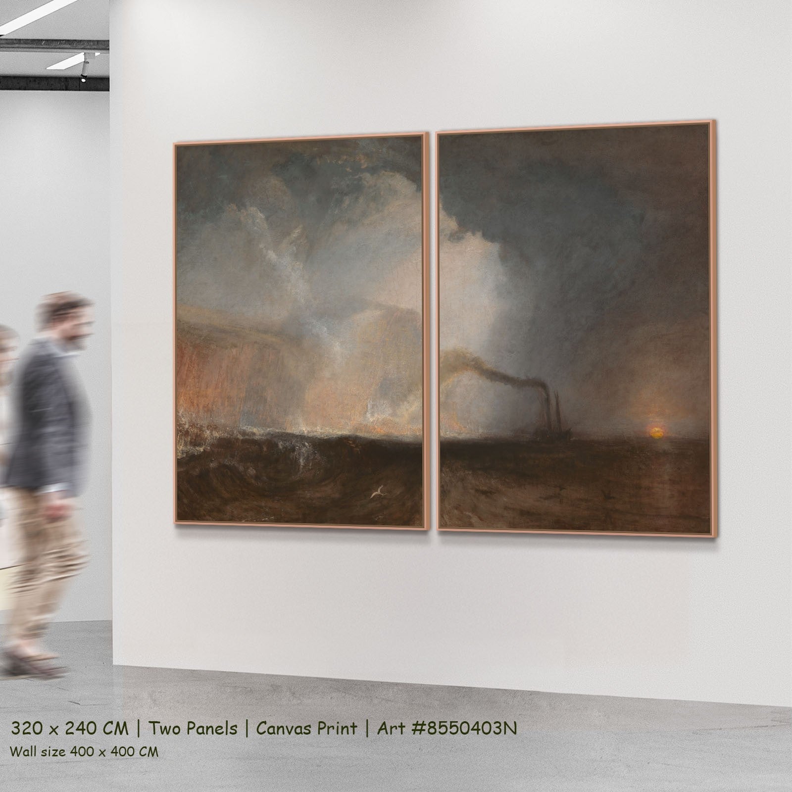Staffa, Fingal's Cave Seascape two-panel canvas wall art set, 320 × 240 cm
