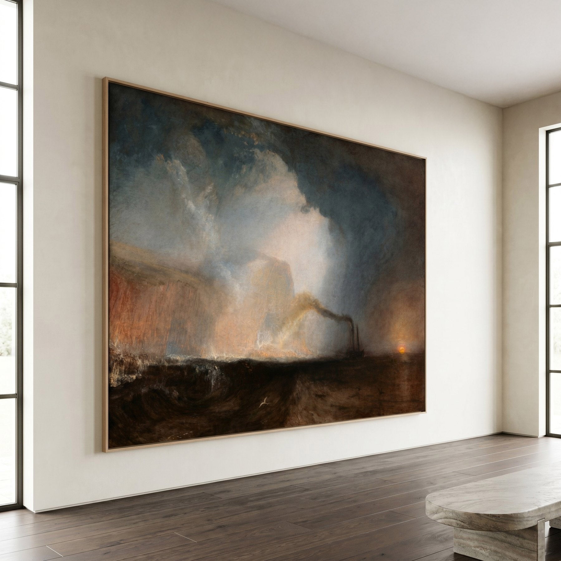 Staffa, Fingal's Cave Oversized Seascape canvas wall art framed and hung on a wall by J.M.W. Turner