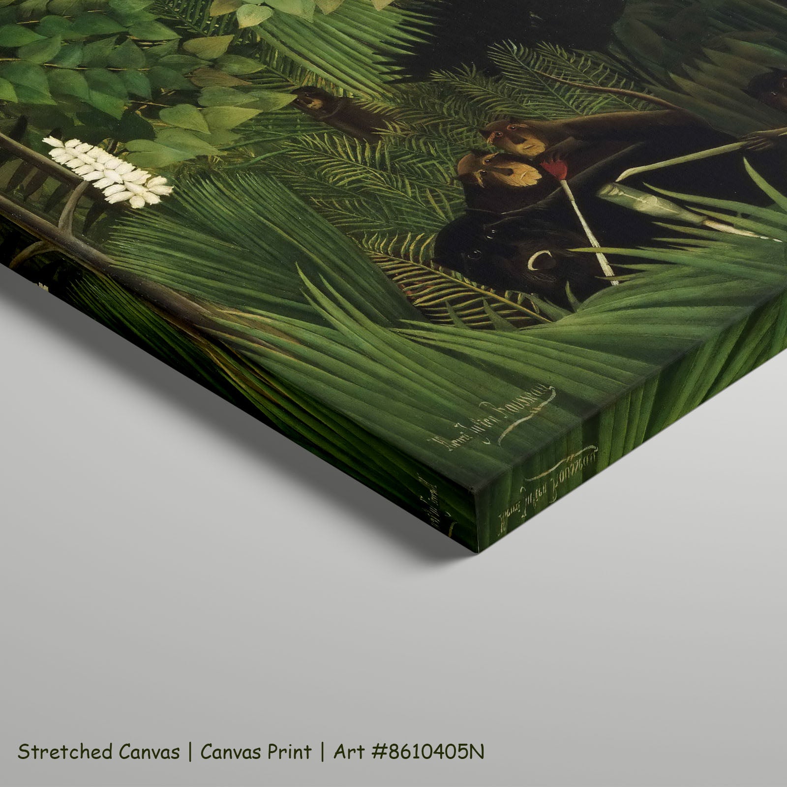The Merry Jesters by Henri Rousseau as a large stretched green and olive Jungle canvas print