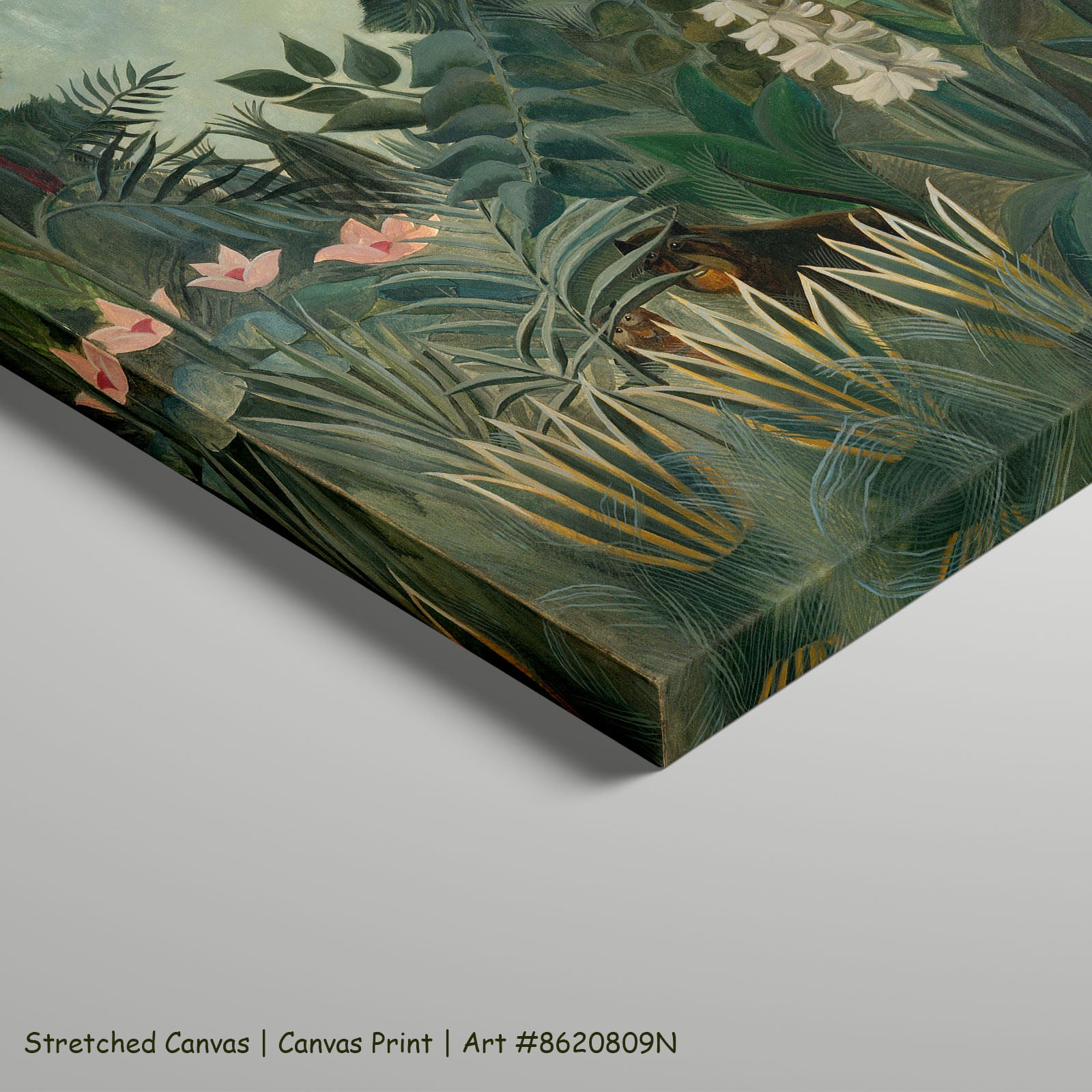 The Equatorial Jungle by Henri Rousseau as a large stretched green and olive Jungle canvas print