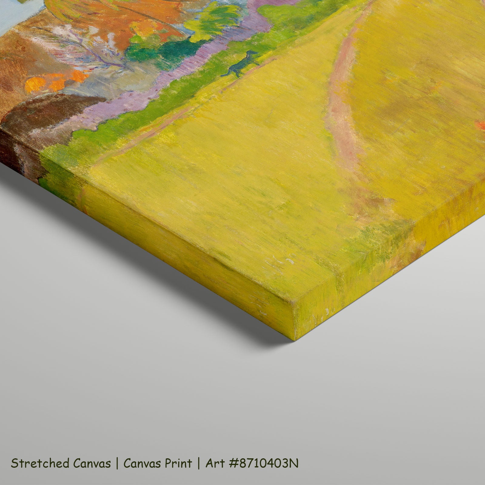 Tahitian Landscape by Paul Gauguin as a large stretched yellow and brown Impressionist canvas print