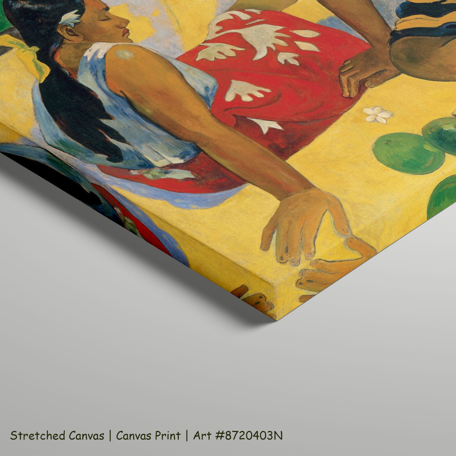 Parau Api by Paul Gauguin as a large stretched yellow and red Impressionist canvas print