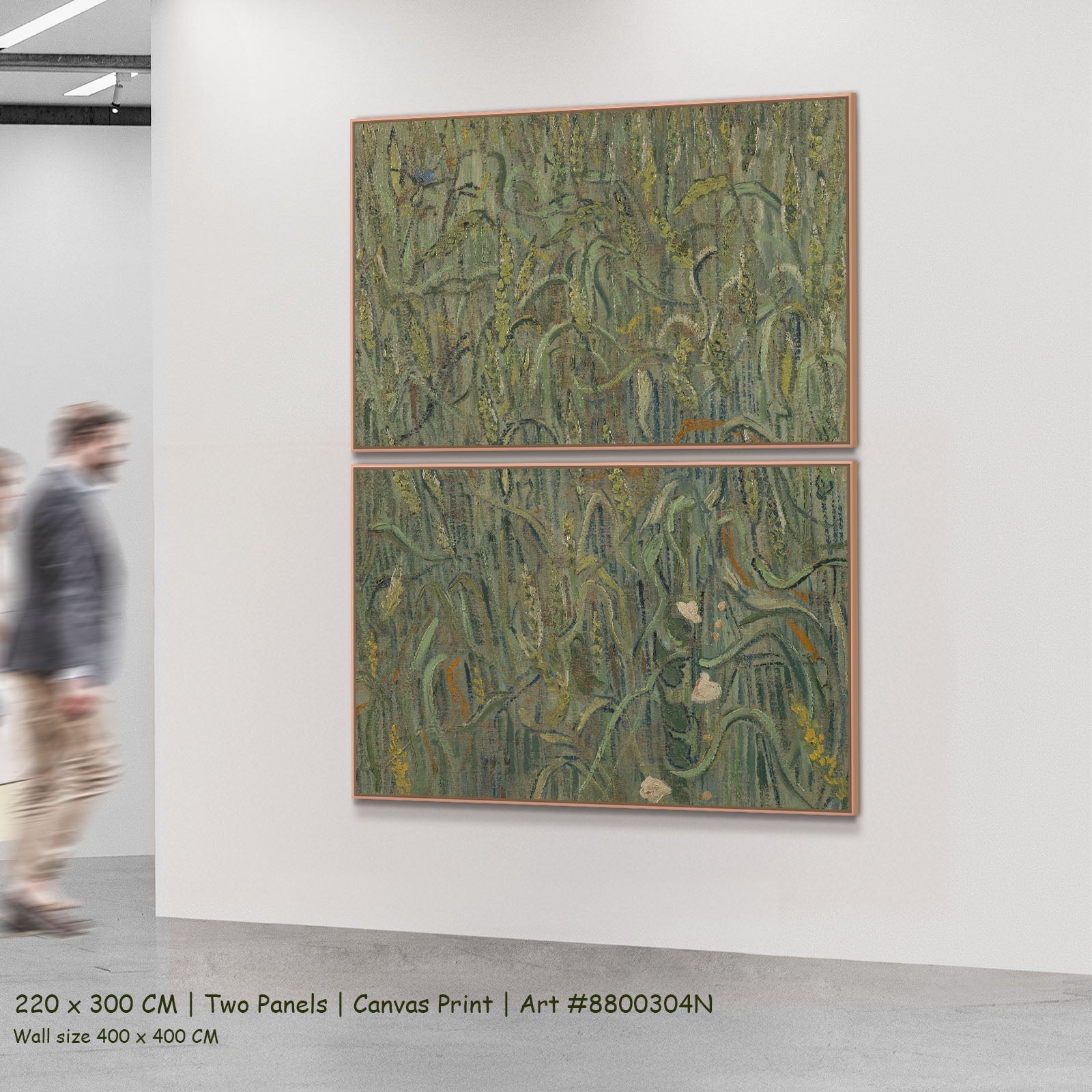 Ears of Wheat by Vincent van Gogh as a large two-panel green Impressionist canvas set