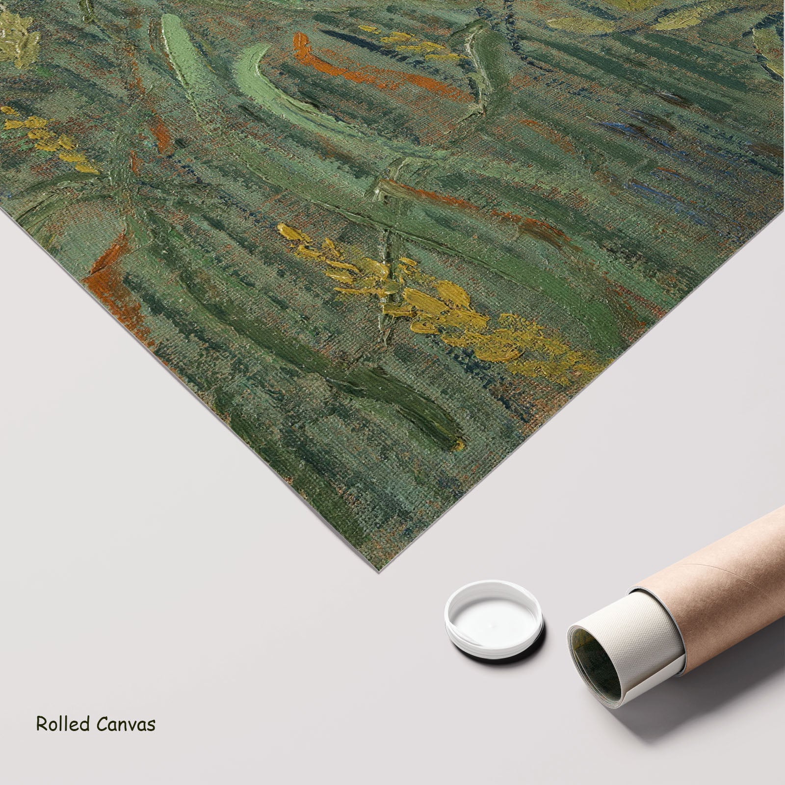 Ears of Wheat by Vincent van Gogh as a large rolled green Impressionist canvas print
