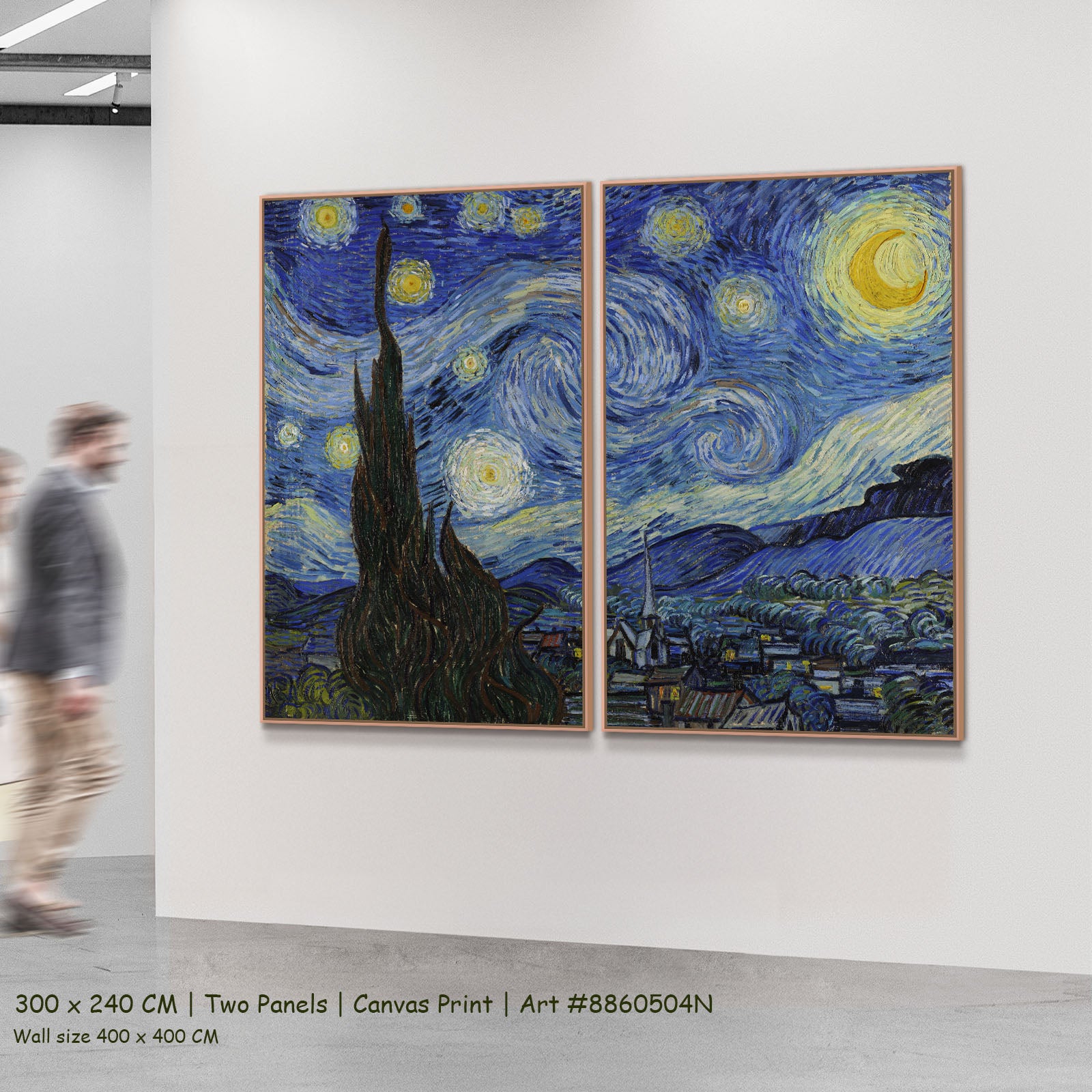 The Starry Night by Vincent van Gogh as a large two-panel blue and yellow Impressionist canvas set