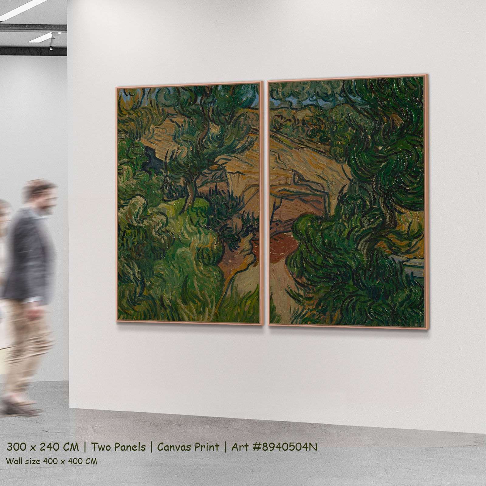 Entrance to a Quarry by Vincent van Gogh as a large two-panel green and brown Impressionist canvas set