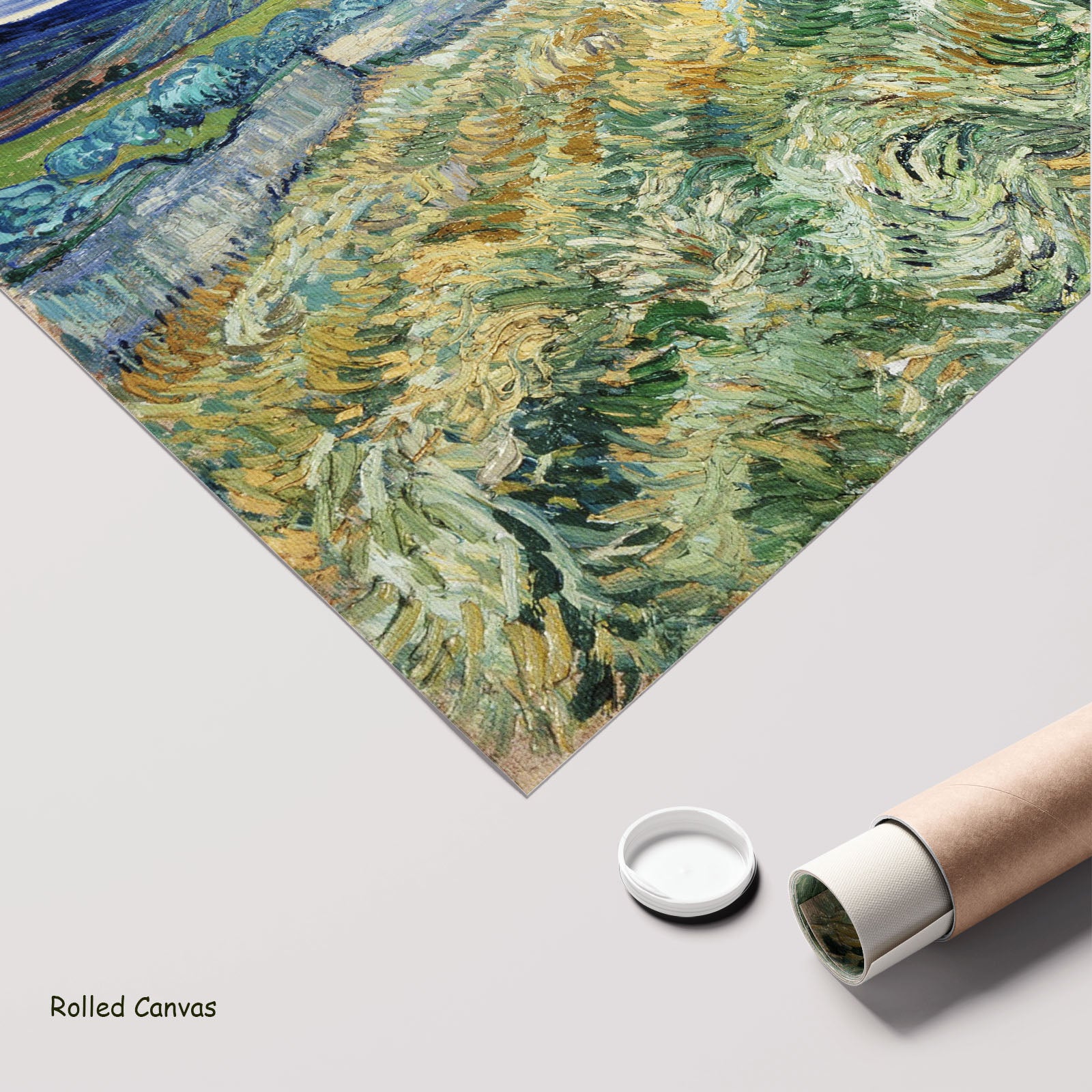 Landscape from Saint-Rémy by Vincent van Gogh as a large rolled green and blue Impressionist canvas print