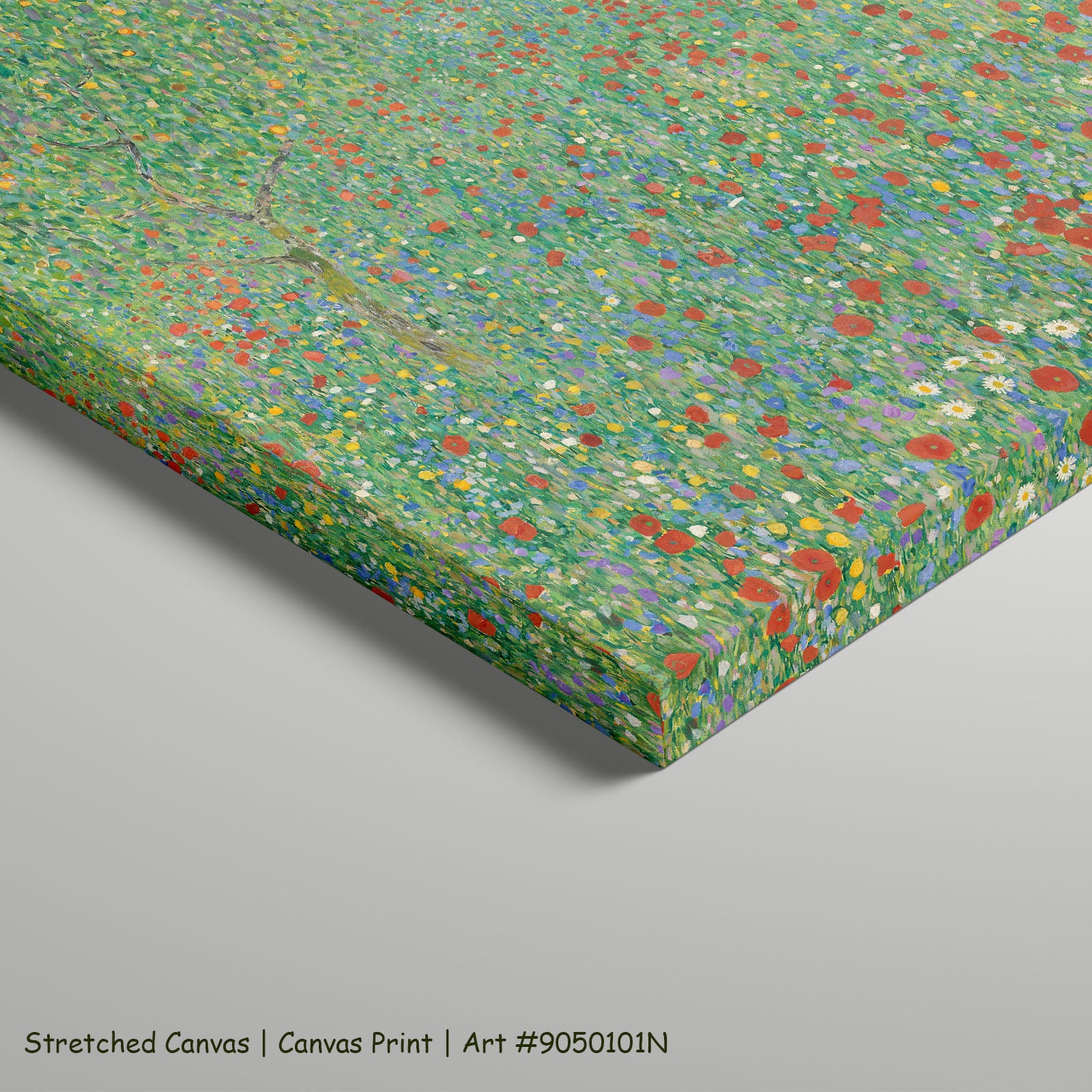 Poppy Field by Gustav Klimt as a large stretched green and red Impressionist canvas print