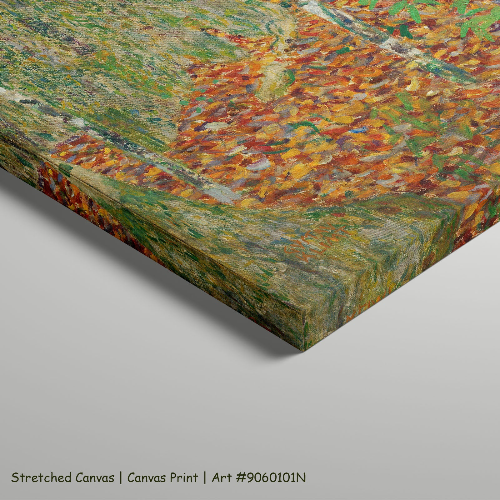 Birch Forest by Gustav Klimt as a large stretched orange and green Impressionist canvas print