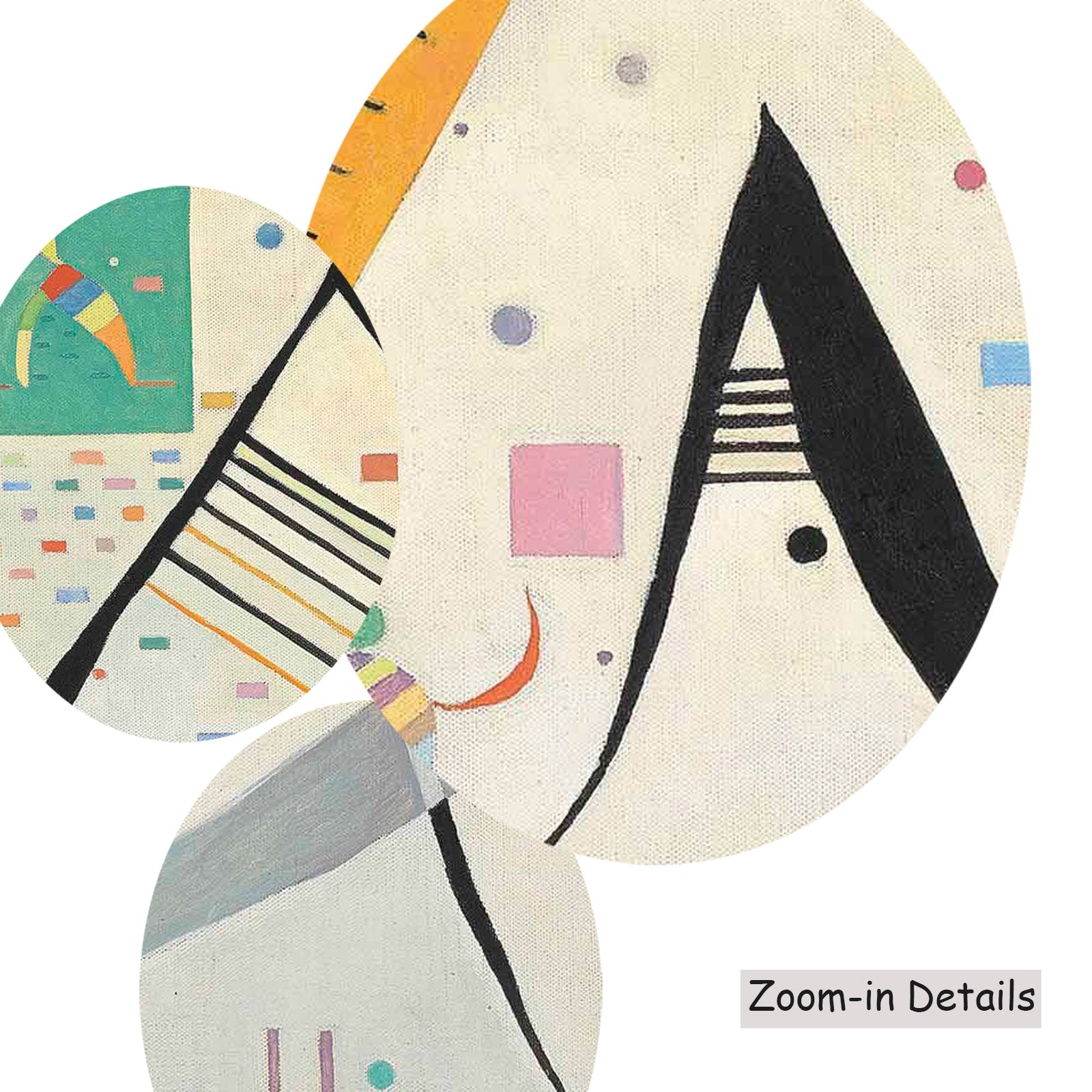 Close-up detail of the brushwork on Composition with Little Figures, a large brown and orange Abstract canvas by Wassily Kand