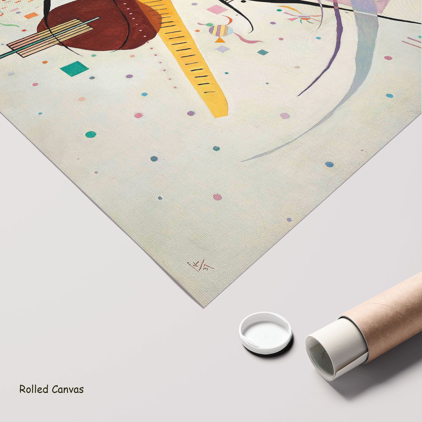 Composition with Little Figures by Wassily Kandinsky as a large rolled brown and orange Abstract canvas print