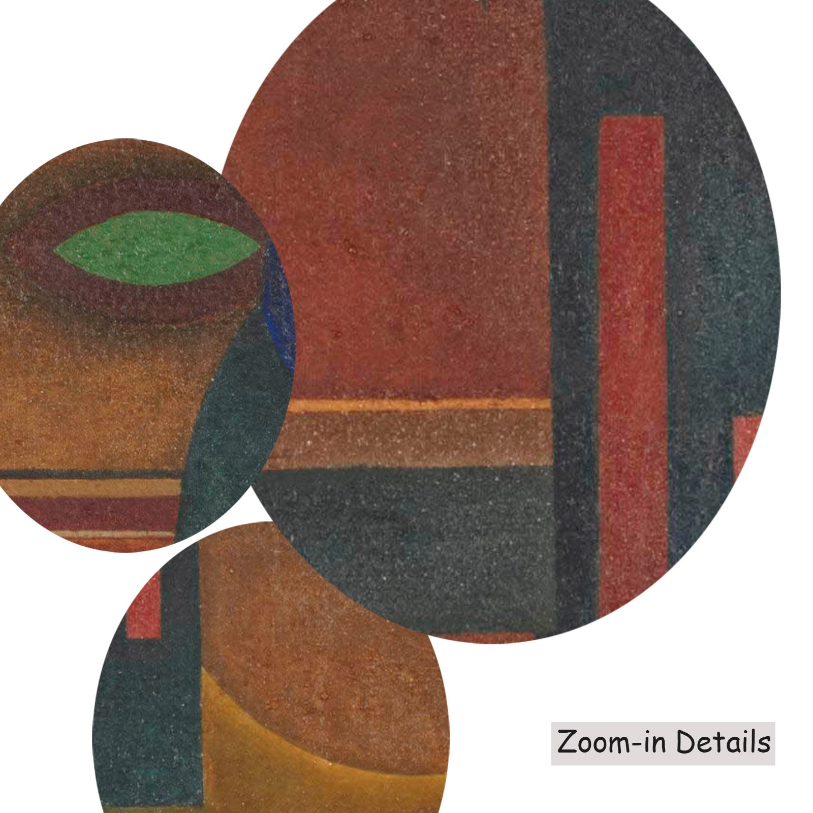 Close-up detail of the brushwork on Composition with Blue Circle, a large brown and blue Abstract canvas by Wassily Kandinsky
