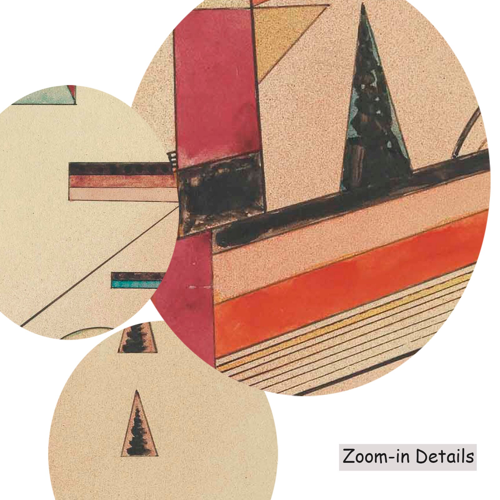 Close-up detail of the brushwork on Ascending Structure, a large orange and white Geometric Abstract canvas by Wassily Kandin