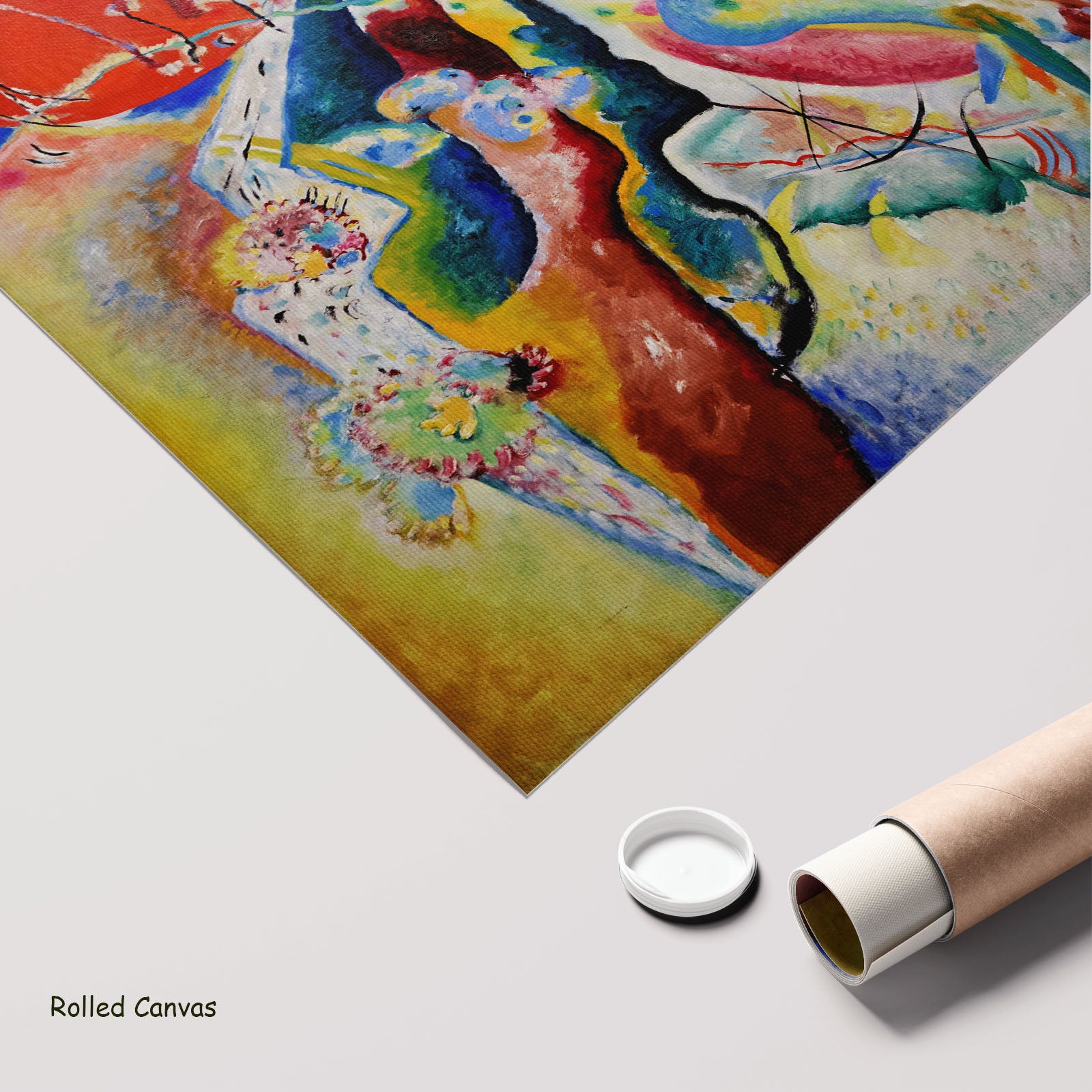 Painting with Red Spot by Wassily Kandinsky as a large rolled red and blue Colourful Abstract canvas print