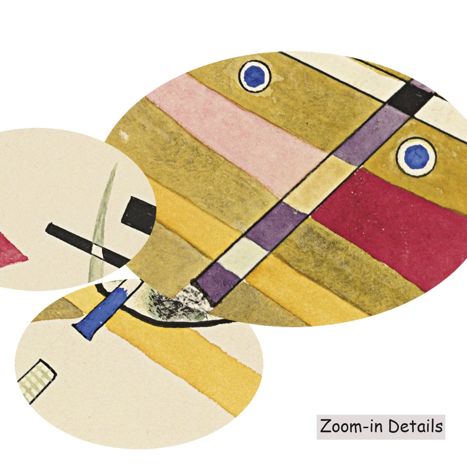 Close-up detail of the brushwork on Abstract Composition with Crossing Lines, a large gold and white Abstract canvas by Wassi