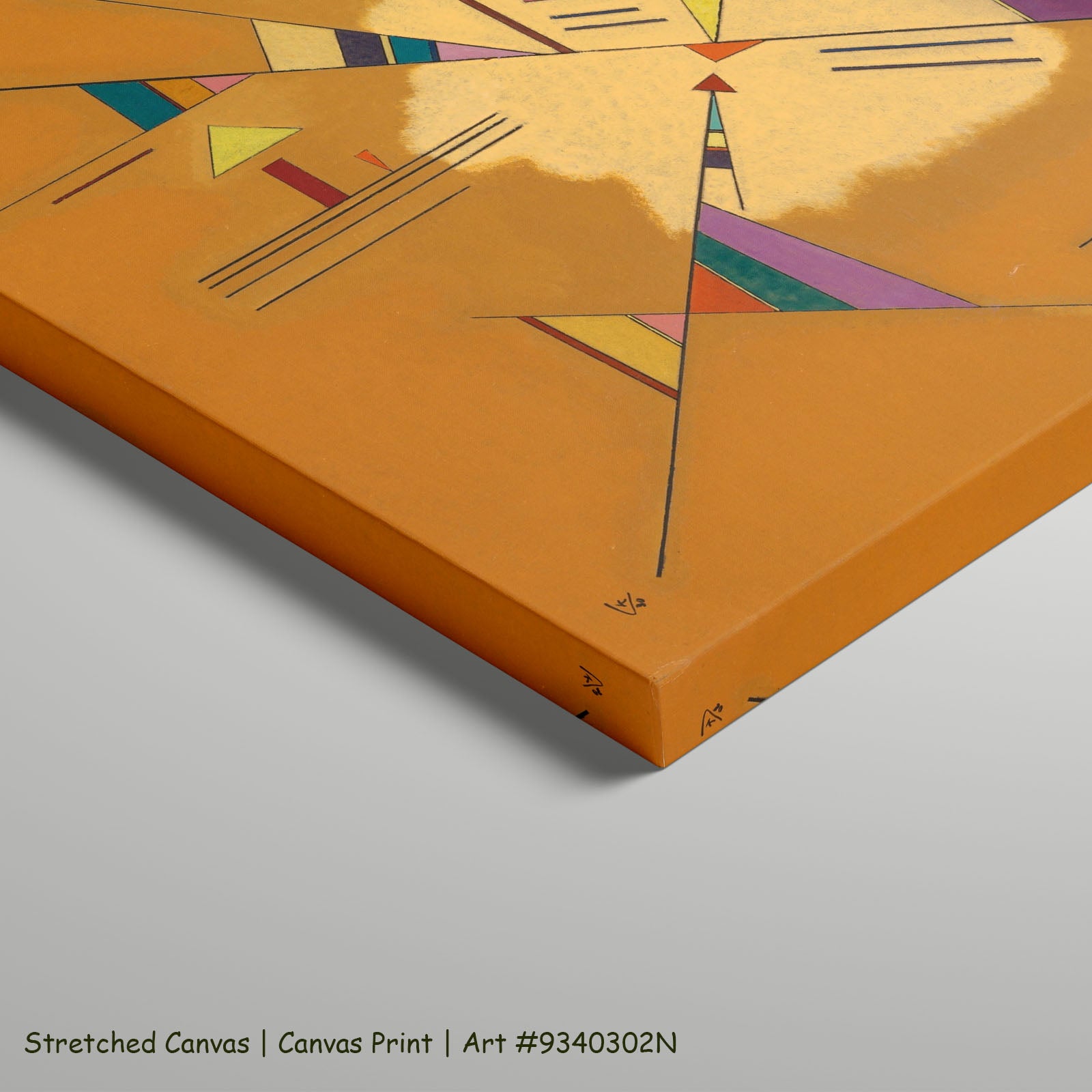 Abstract Composition on Orange by Wassily Kandinsky as a large stretched orange and white Geometric Abstract canvas print