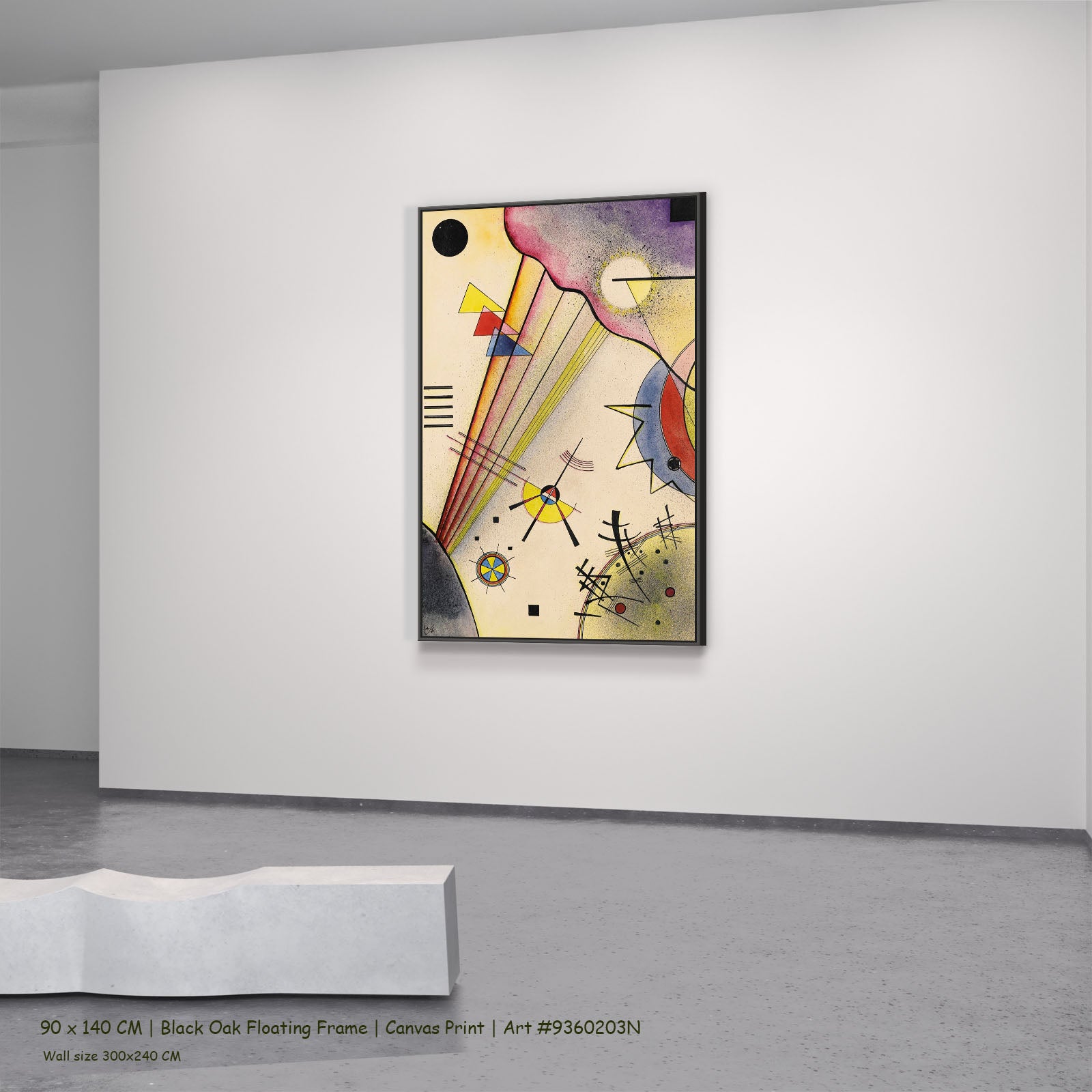 Deutliche Verbindung by Wassily Kandinsky in a black oak floating frame, large pink and purple Modern Abstract canvas