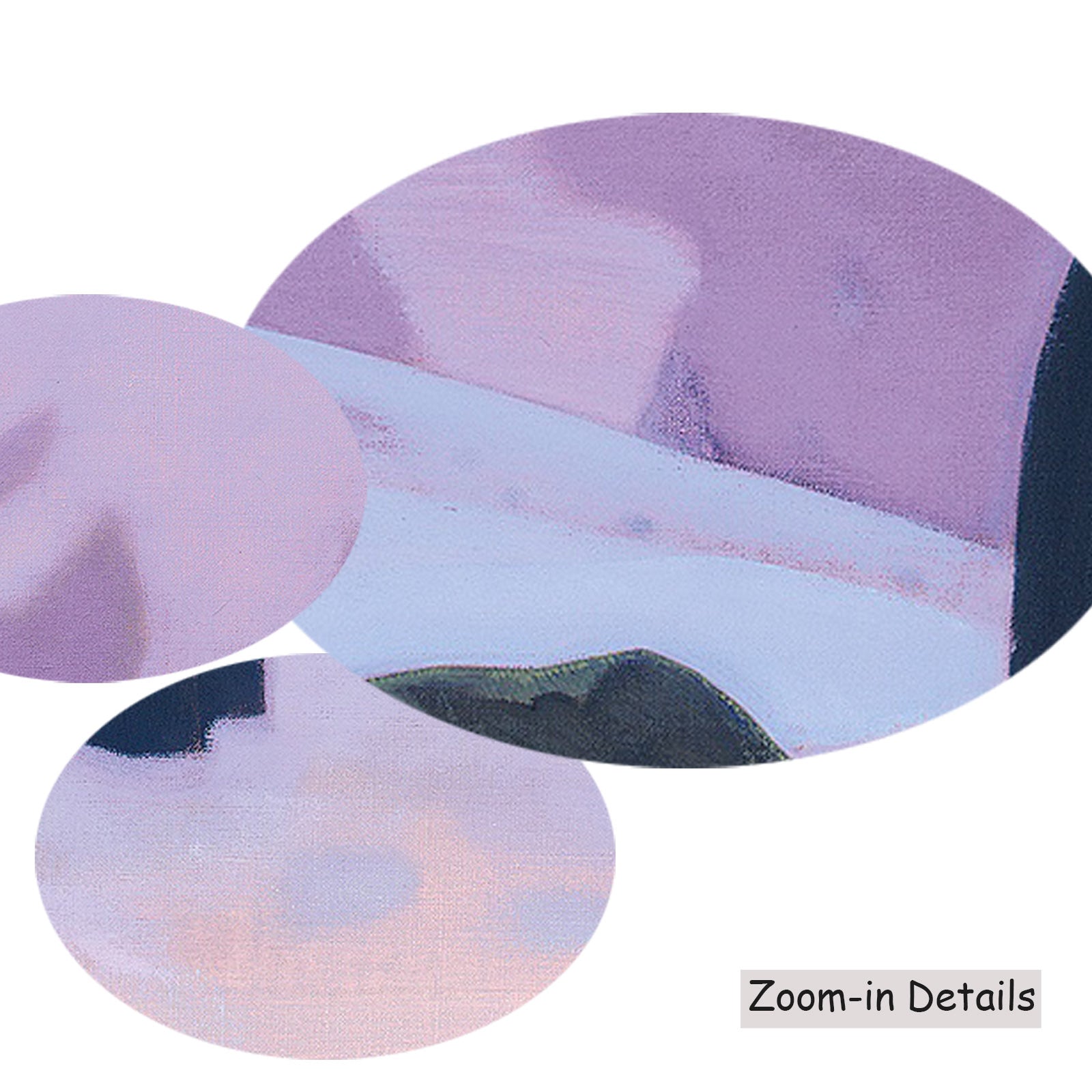 Close-up detail of the brushwork on And We Are Not Afraid, a large pink and purple Symbolist canvas by Nicholas Roerich