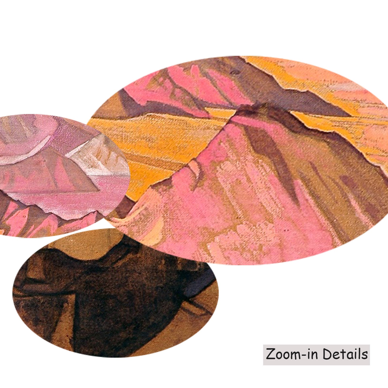Close-up detail of the brushwork on Mohammed the Prophet, a large pink and orange Symbolist canvas by Nicholas Roerich