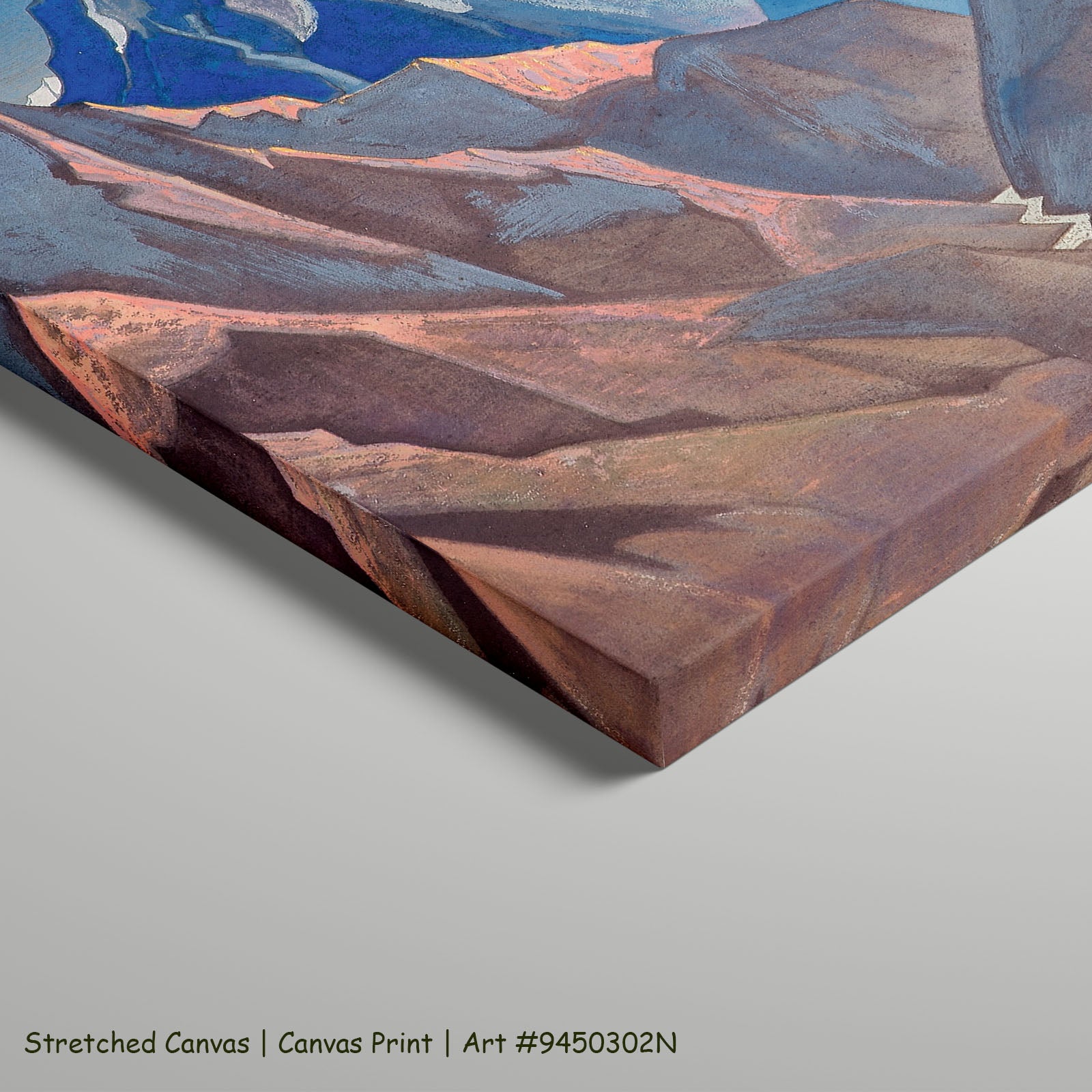 Mount "M" by Nicholas Roerich as a large stretched blue and brown Symbolist canvas print