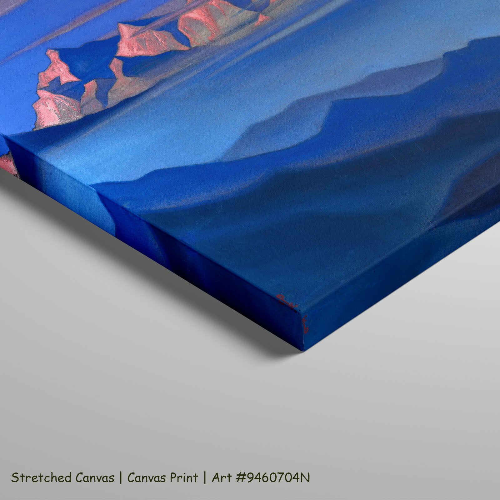 Kanchenjunga by Nicholas Roerich as a large stretched blue and pink Himalayan Mountain canvas print