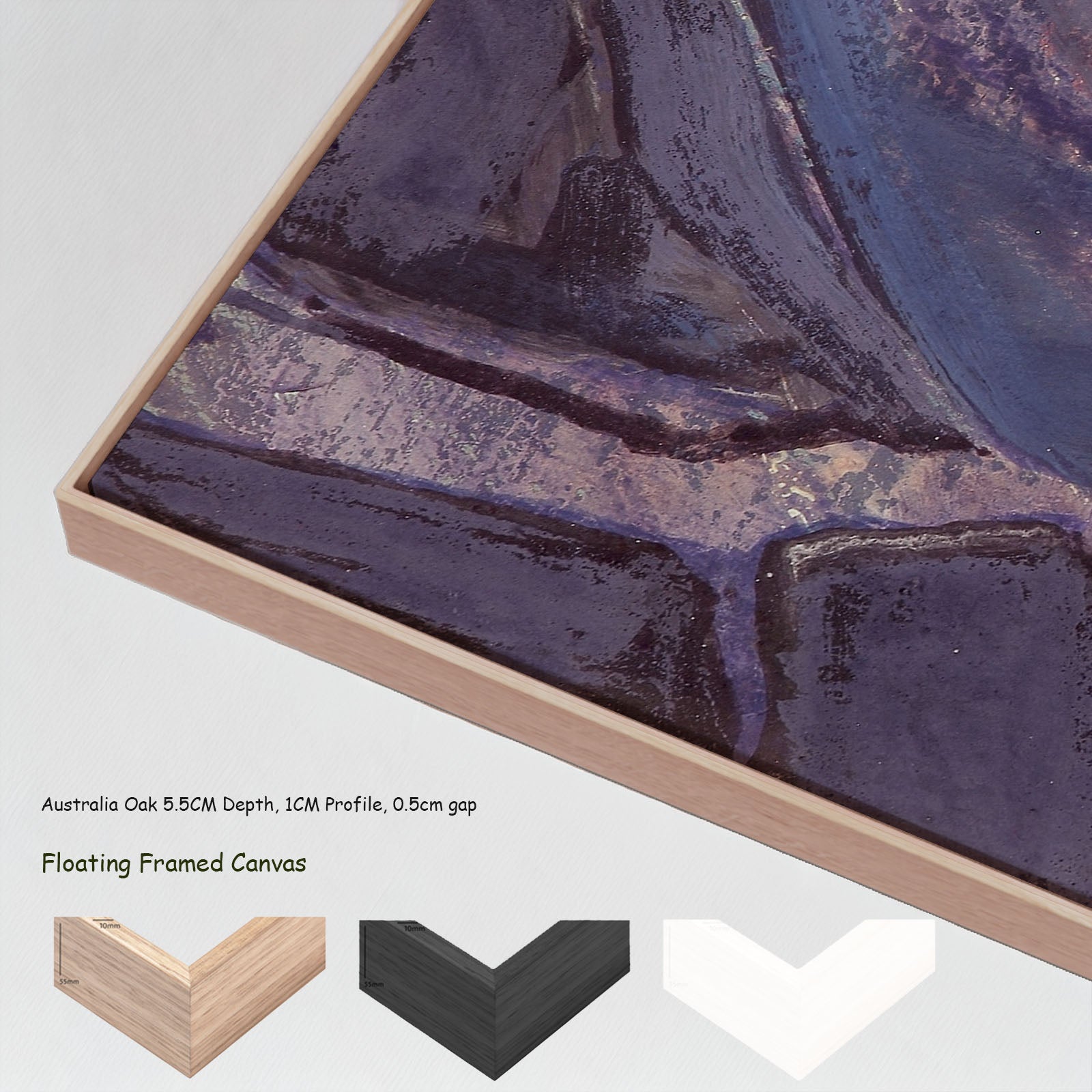 Study of Mountains by Nicholas Roerich in a floating frame, large purple and white Himalayan Mountain canvas print