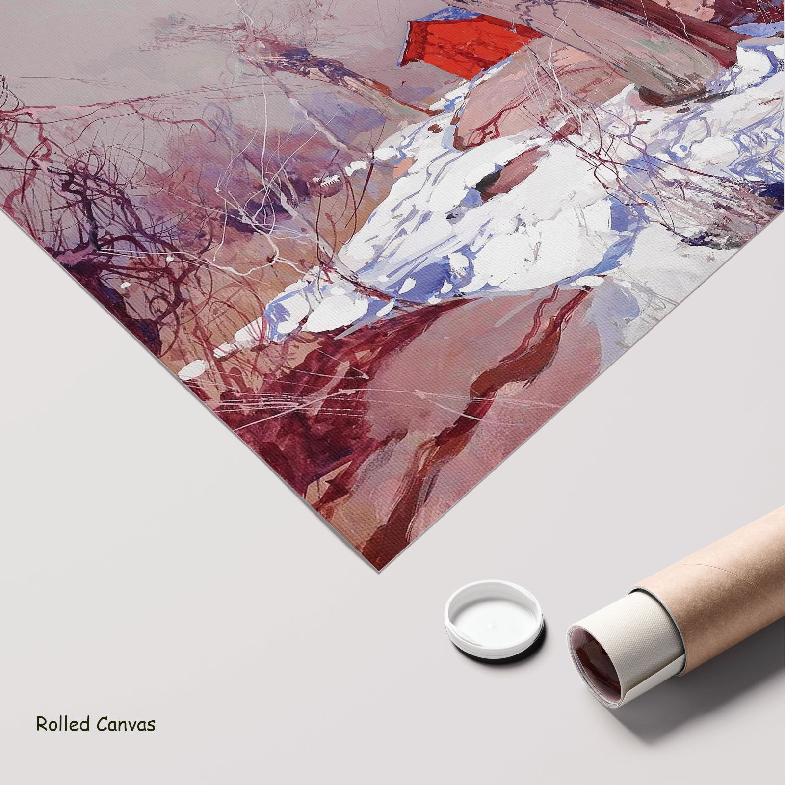 Early Spring by Stepan Kolesnikoff as a large rolled red and grey Impressionist canvas print