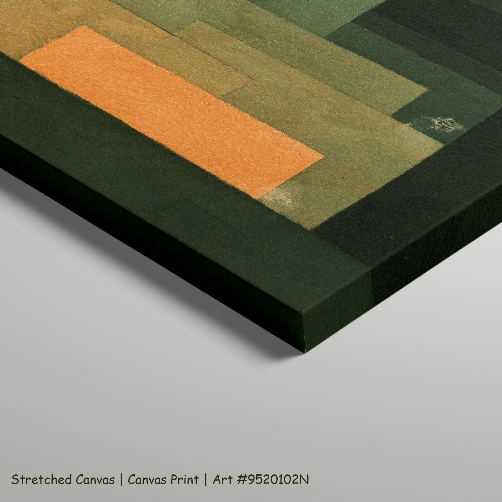 Green and Orange Composition by Paul Klee as a large stretched green and orange Modern Abstract canvas print