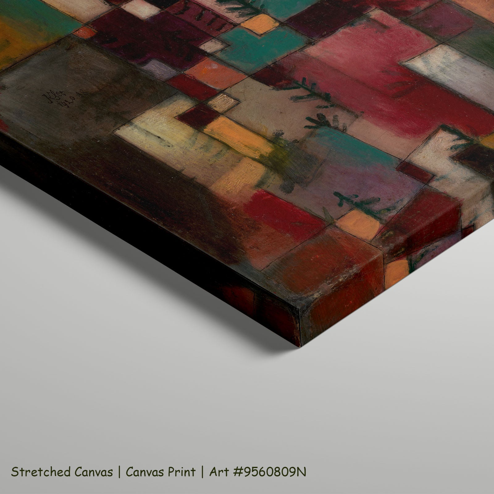 Redgreen and Violet-Yellow Rhythms by Paul Klee as a large stretched red and green Modern Abstract canvas print